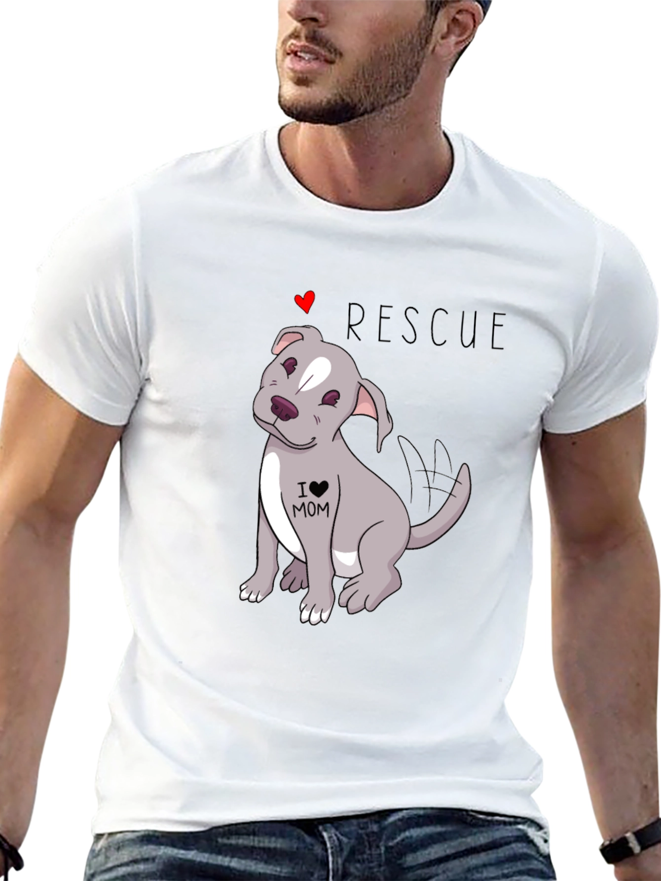 Rescue Dog Lover T-Shirt - I Heart Mom