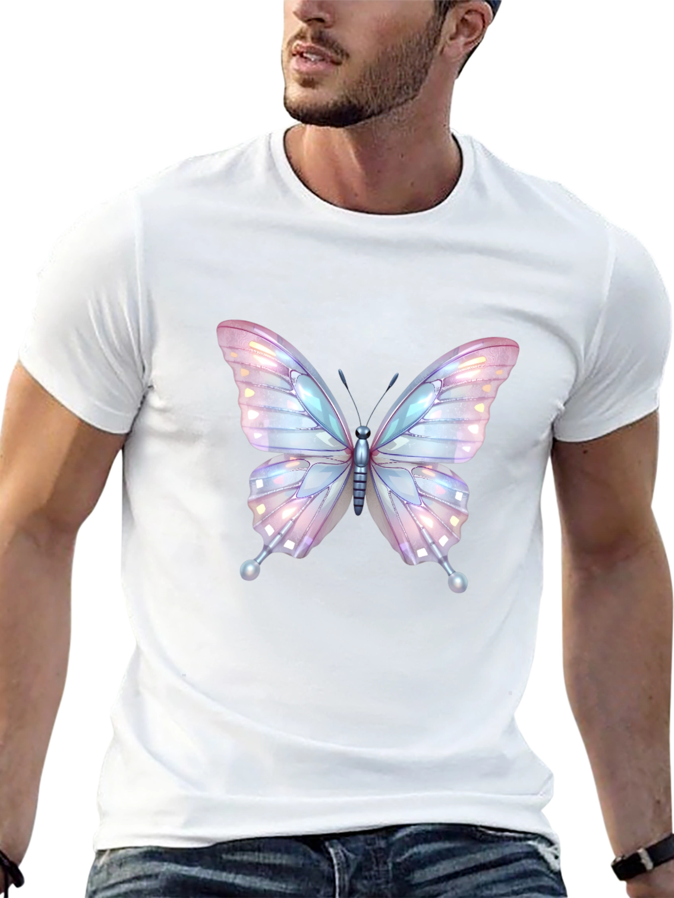 Butterfly Graphic Tee - Stylish Black Cotton T-Shirt
