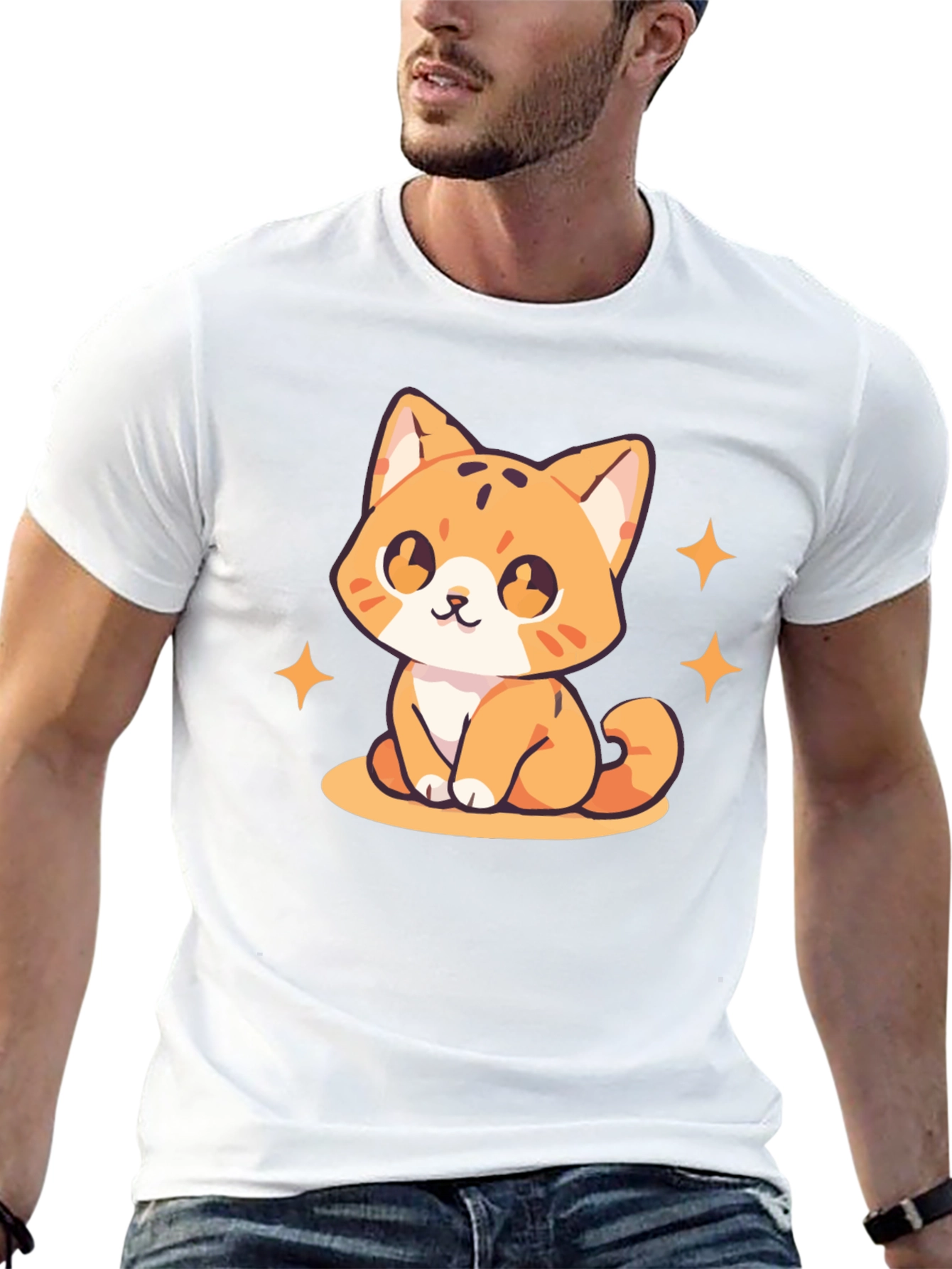Cute Kitten Graphic Tee - Black Cotton Comfort