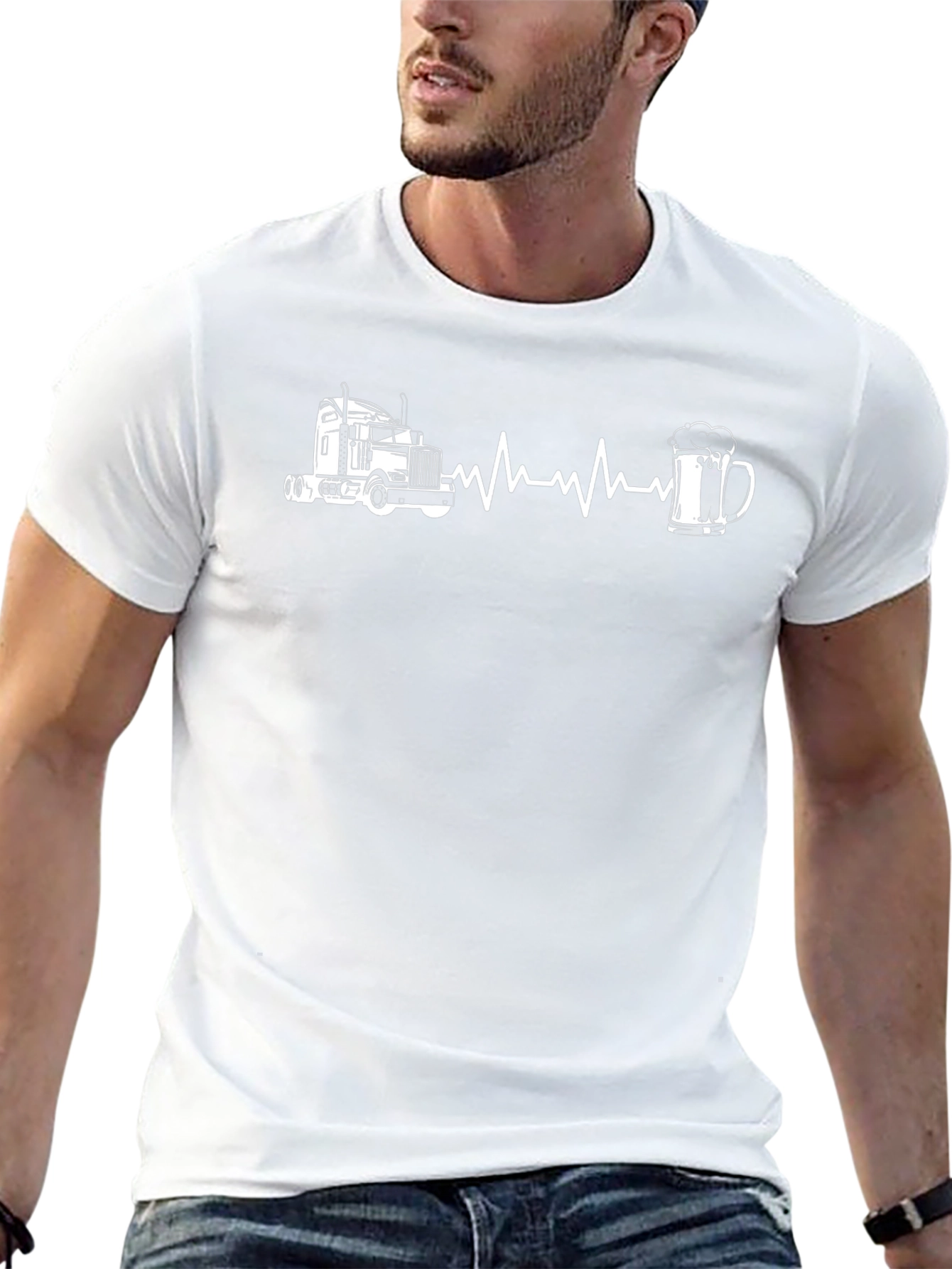 Truckers Heartbeat Tee - Truck & Beer Design
