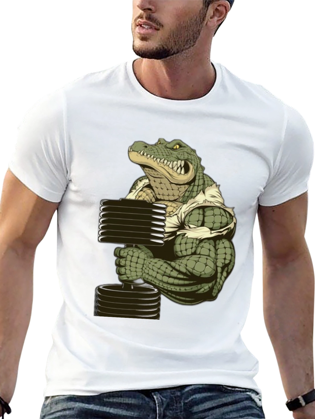 Muscle Gator Lifting Weights T-Shirt - Black