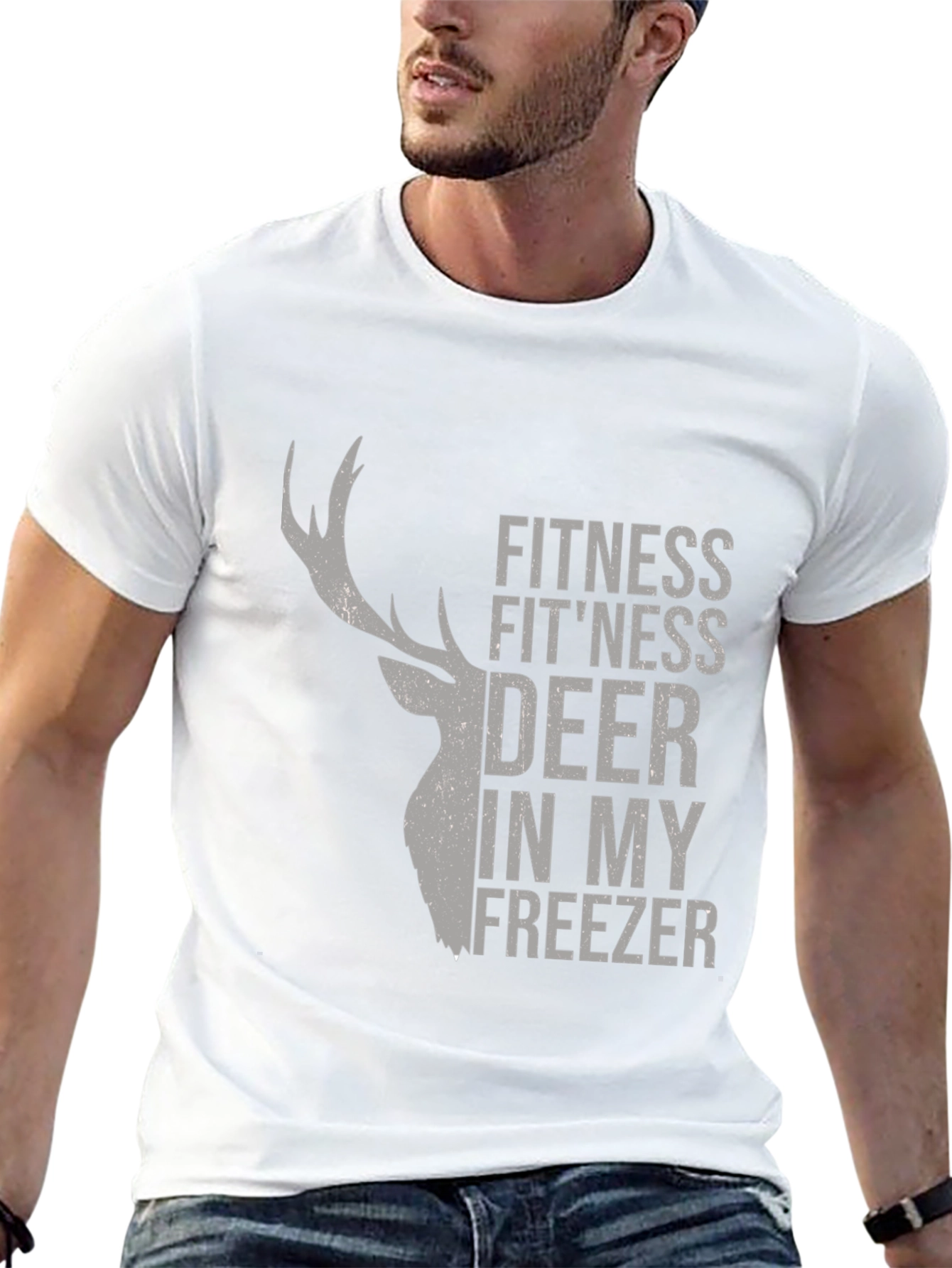 Fitness Deer Mens Graphic T-Shirt - Novelty Tee