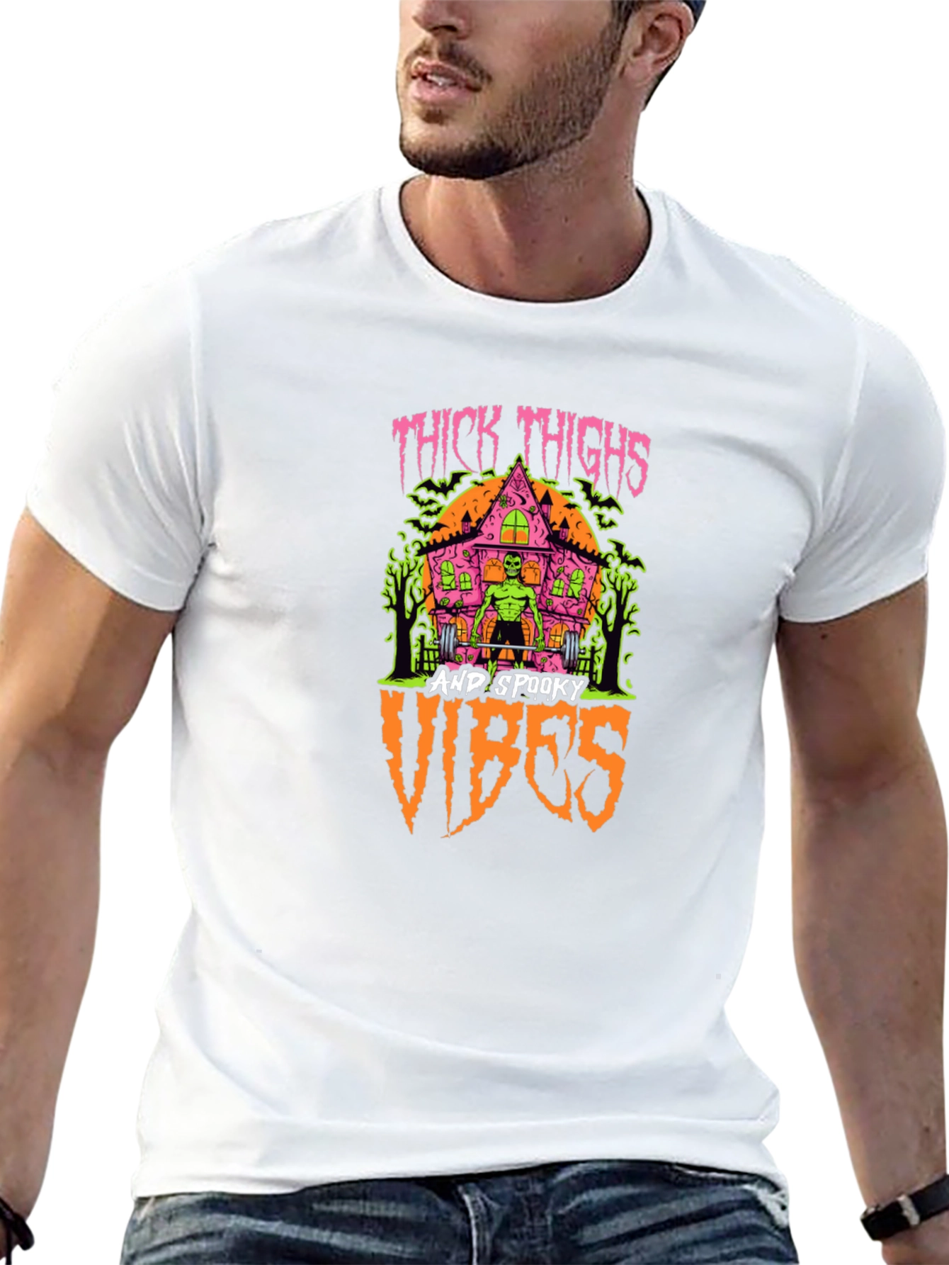 Thick Thighs & Spooky Vibes Graphic T-Shirt