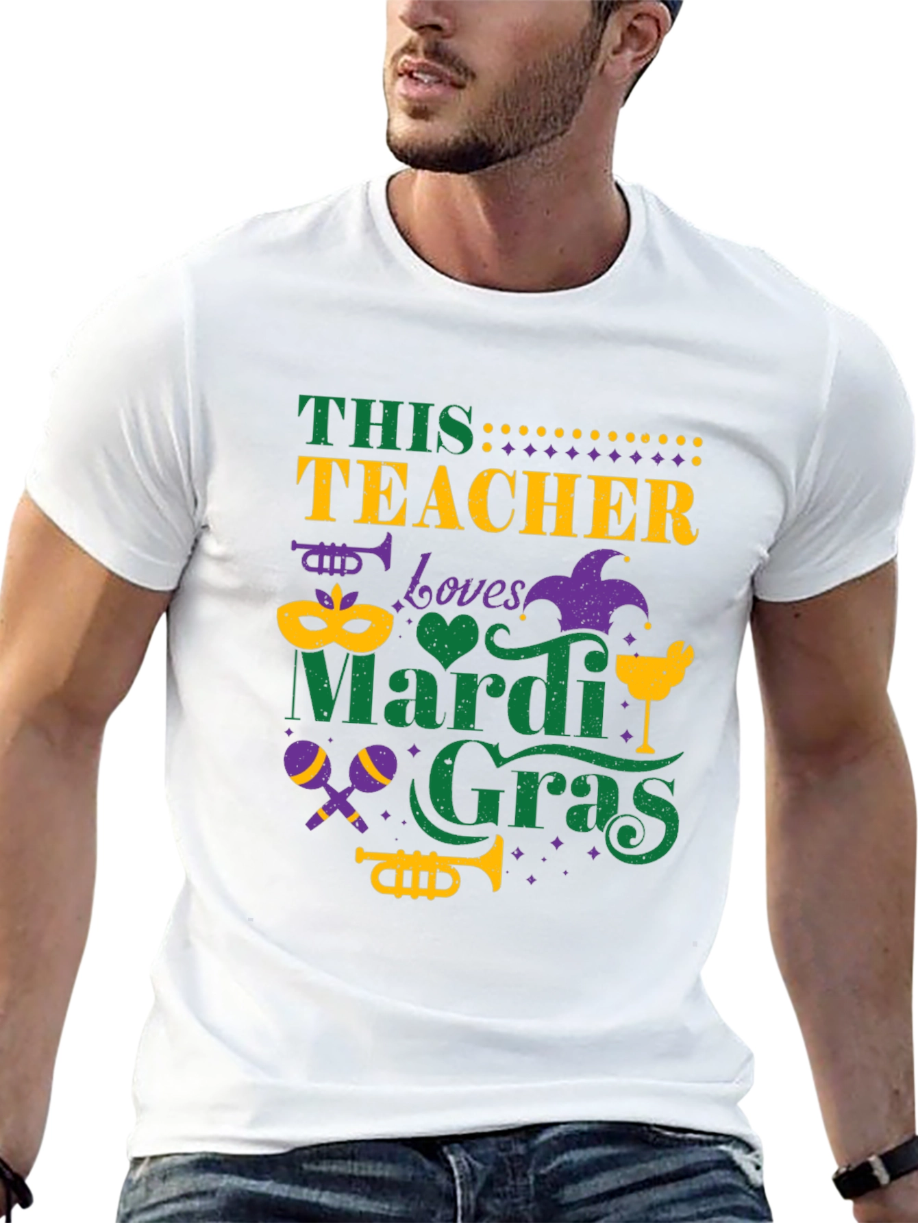Mardi Gras Teacher T-Shirt: Loves Mardi Gras