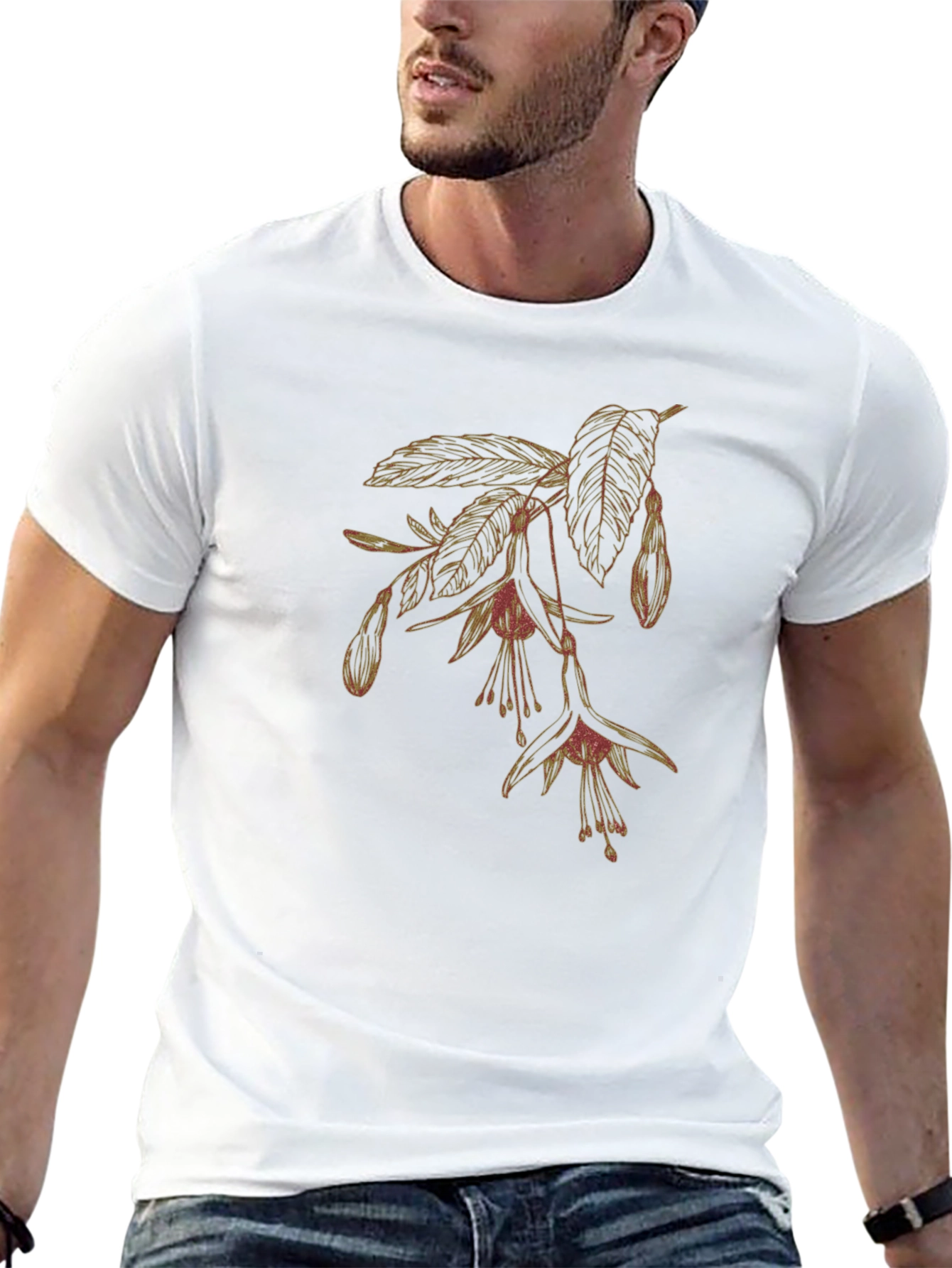 Floral Print T-Shirt - Classic Black Tee