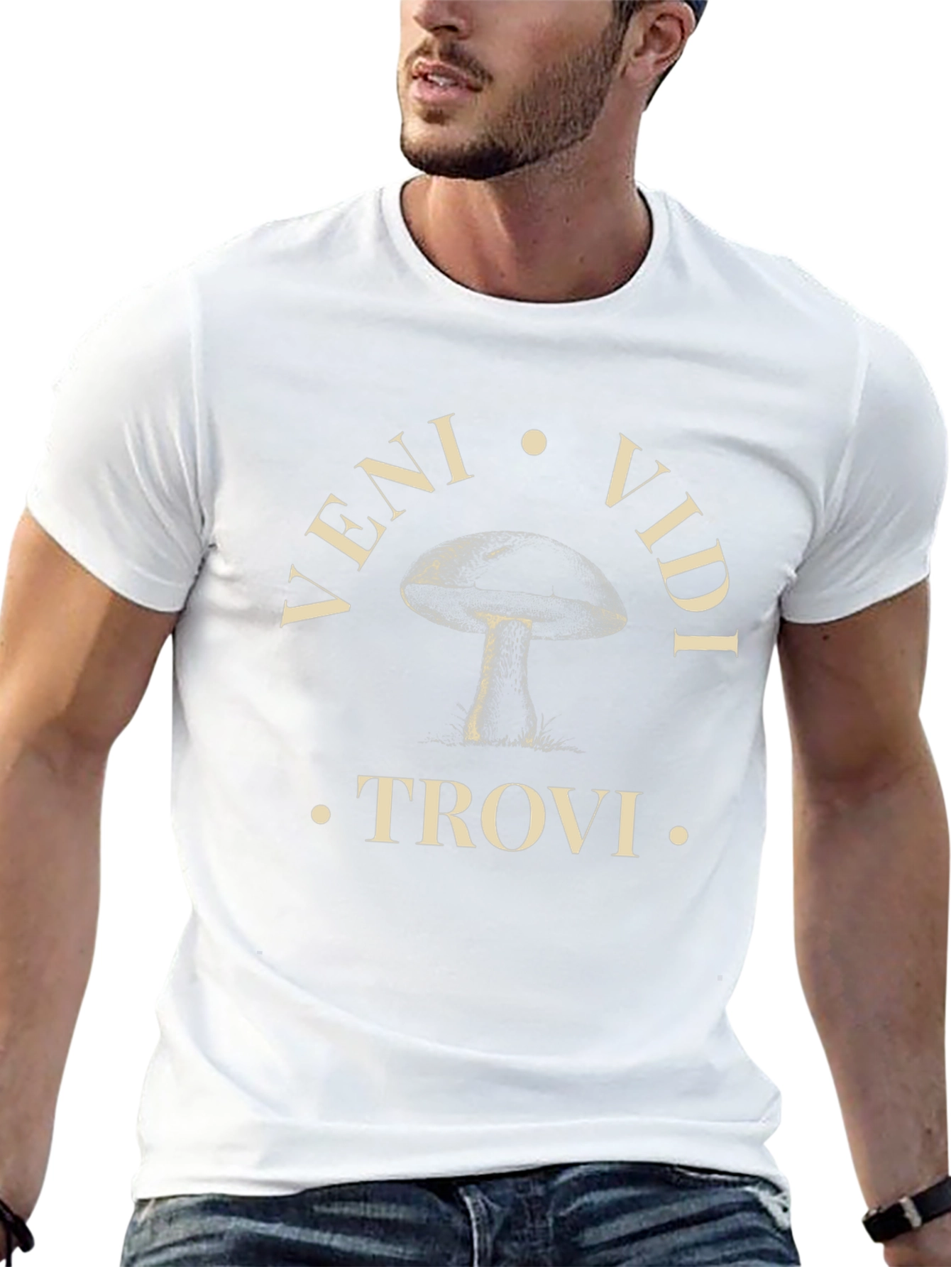 Veni Vidi Trovi Mushroom T-Shirt - Black