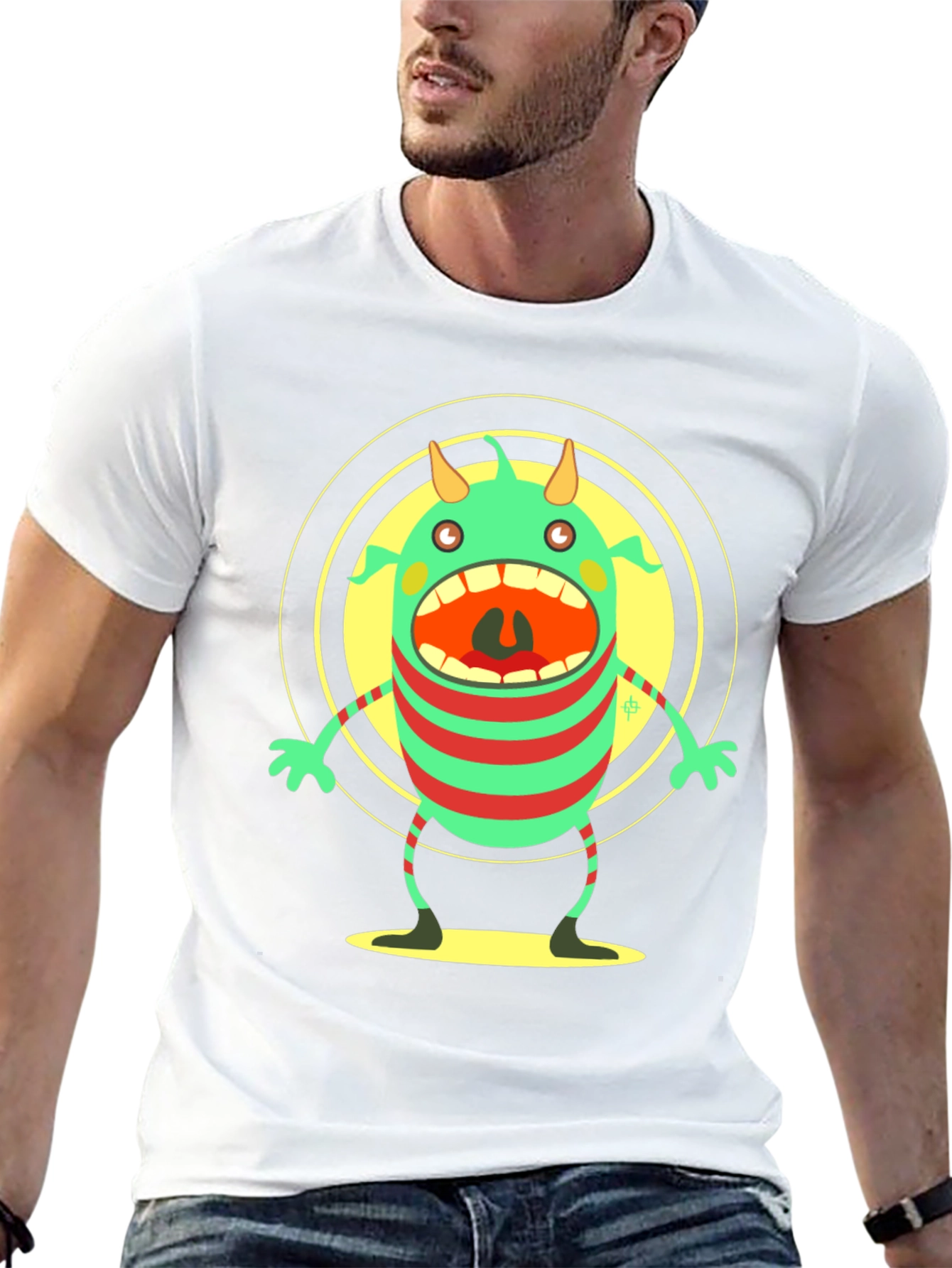 Monster Graphic Black T-Shirt - Fun Cartoon Tee