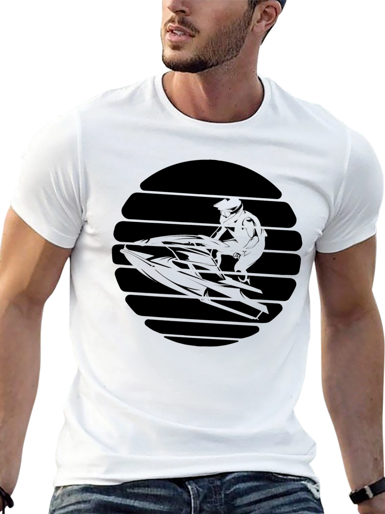 Jet Ski Silhouette Tee - Black Graphic T-Shirt