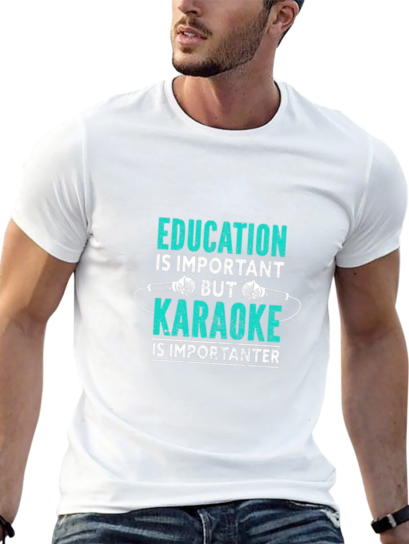 Education vs. Karaoke T-Shirt - Funny Music Lover Tee