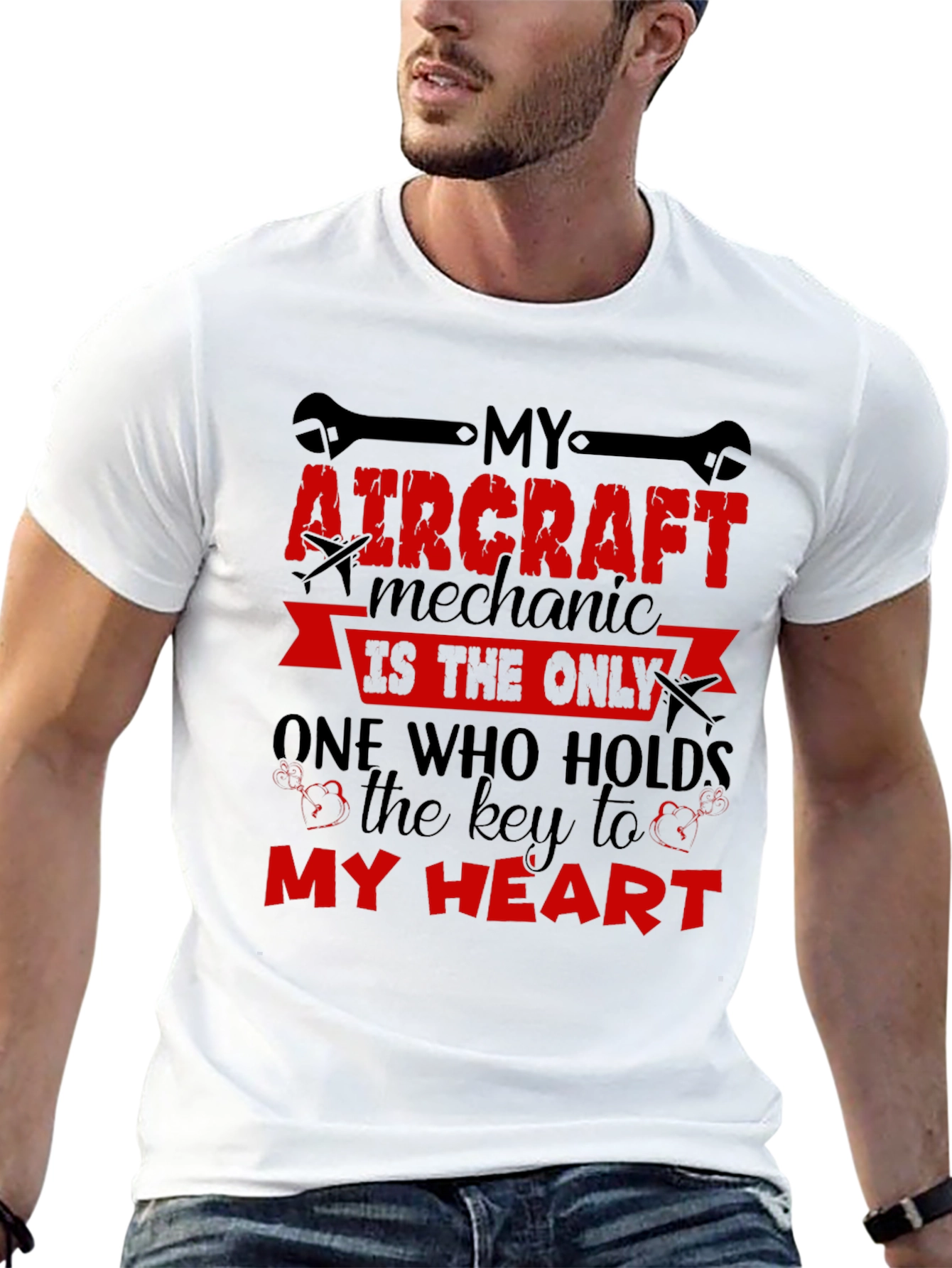 Aircraft Mechanic Heart T-Shirt - Aviation Gift