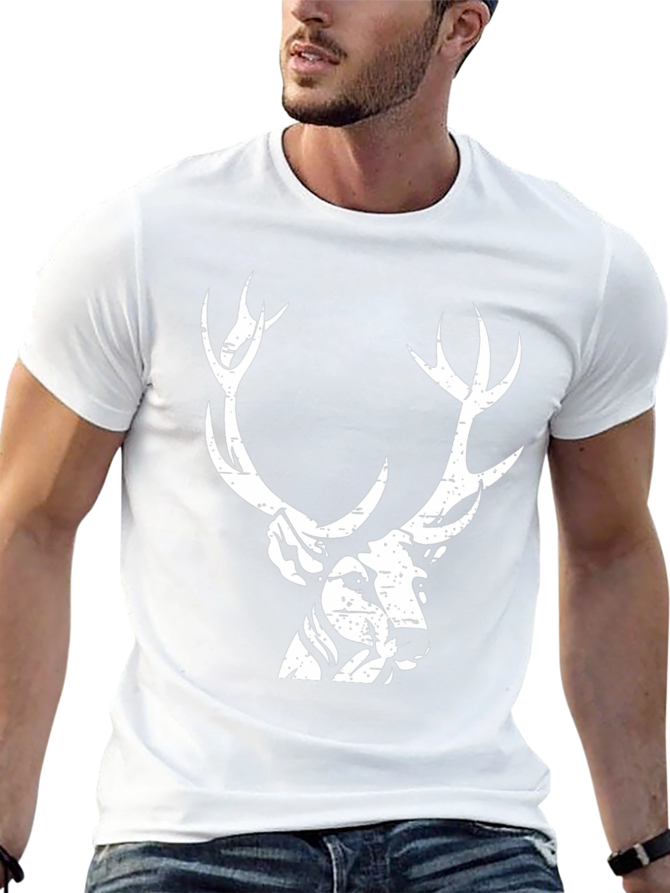 Deer Graphic Print Black T-Shirt