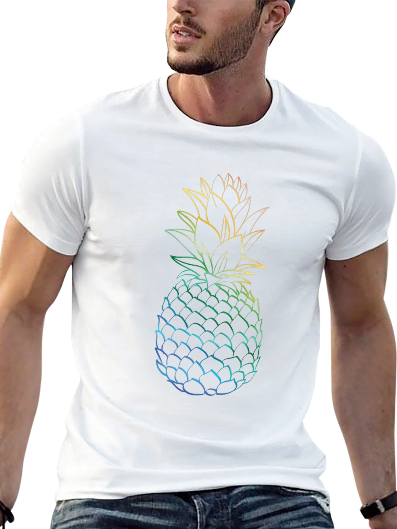 Rainbow Pineapple Graphic Tee - Black T-Shirt