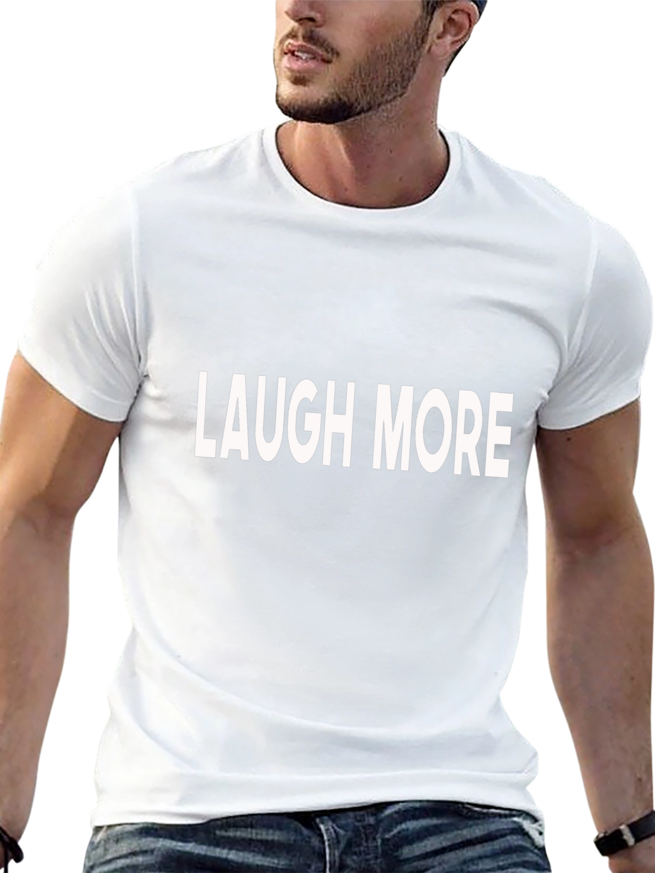 Laugh More Black Graphic T-Shirt
