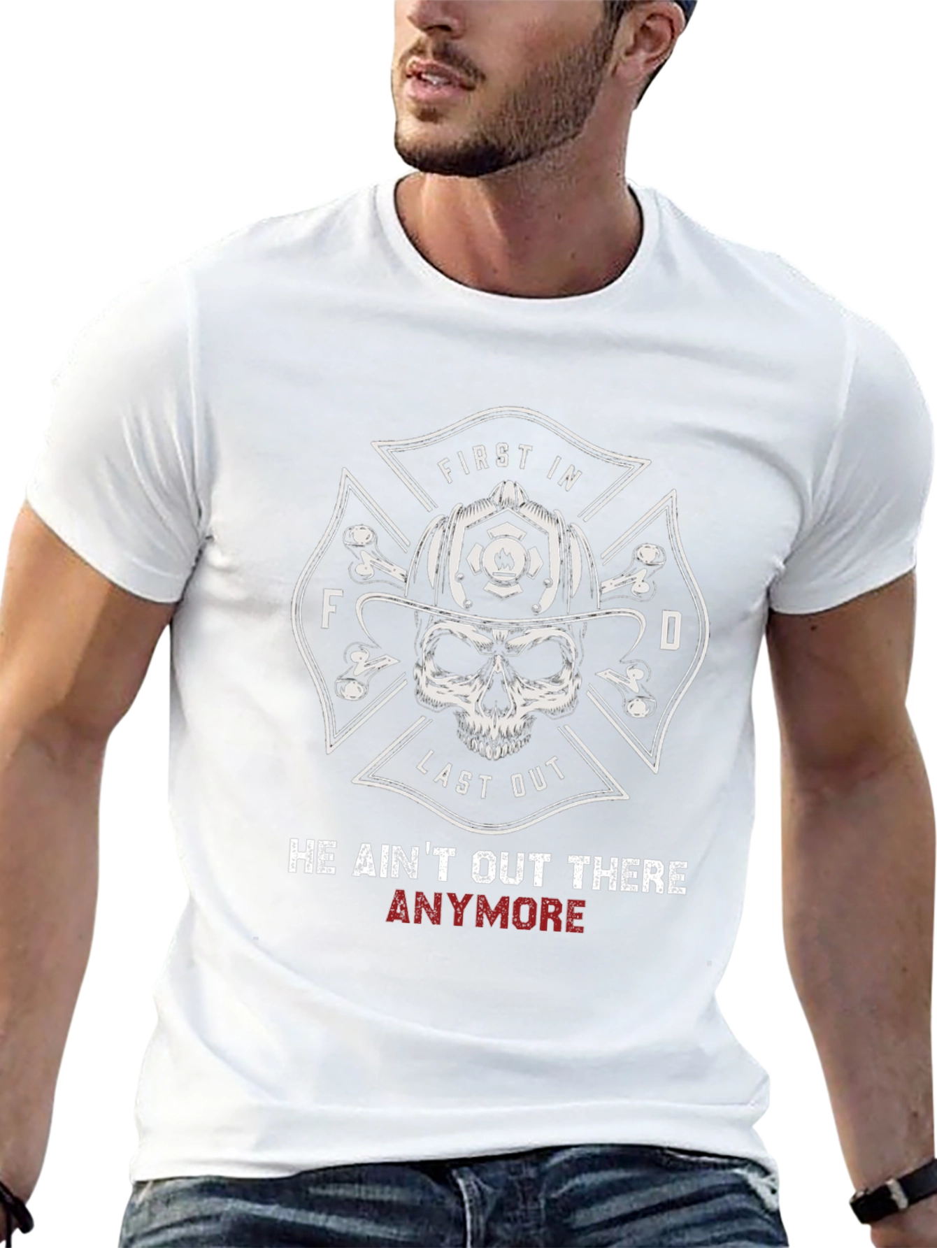 Firefighter Skull T-Shirt - First In Last Out