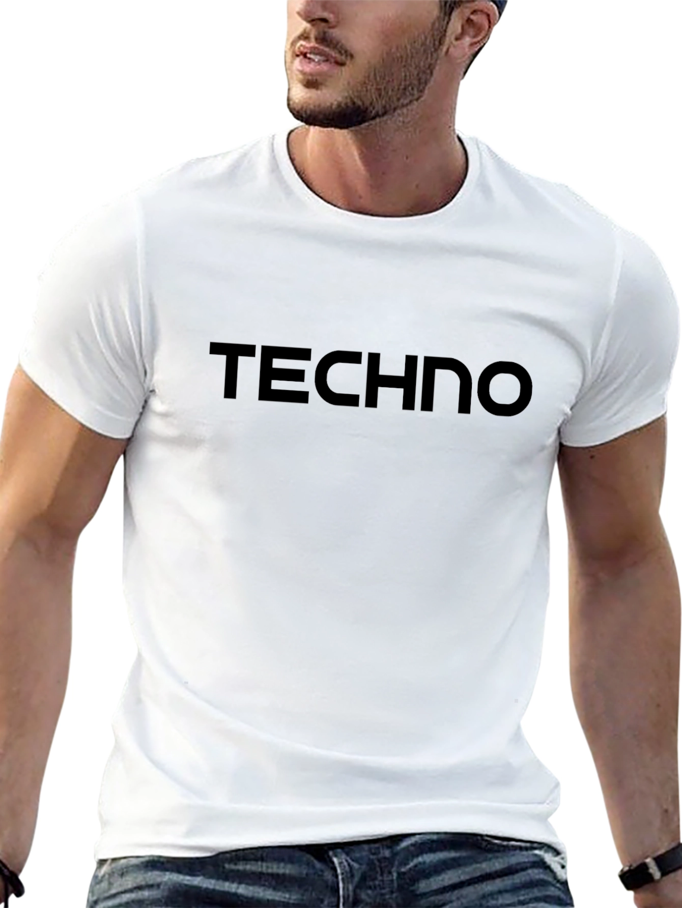 Techno T-Shirt - Black Crew Neck Tee