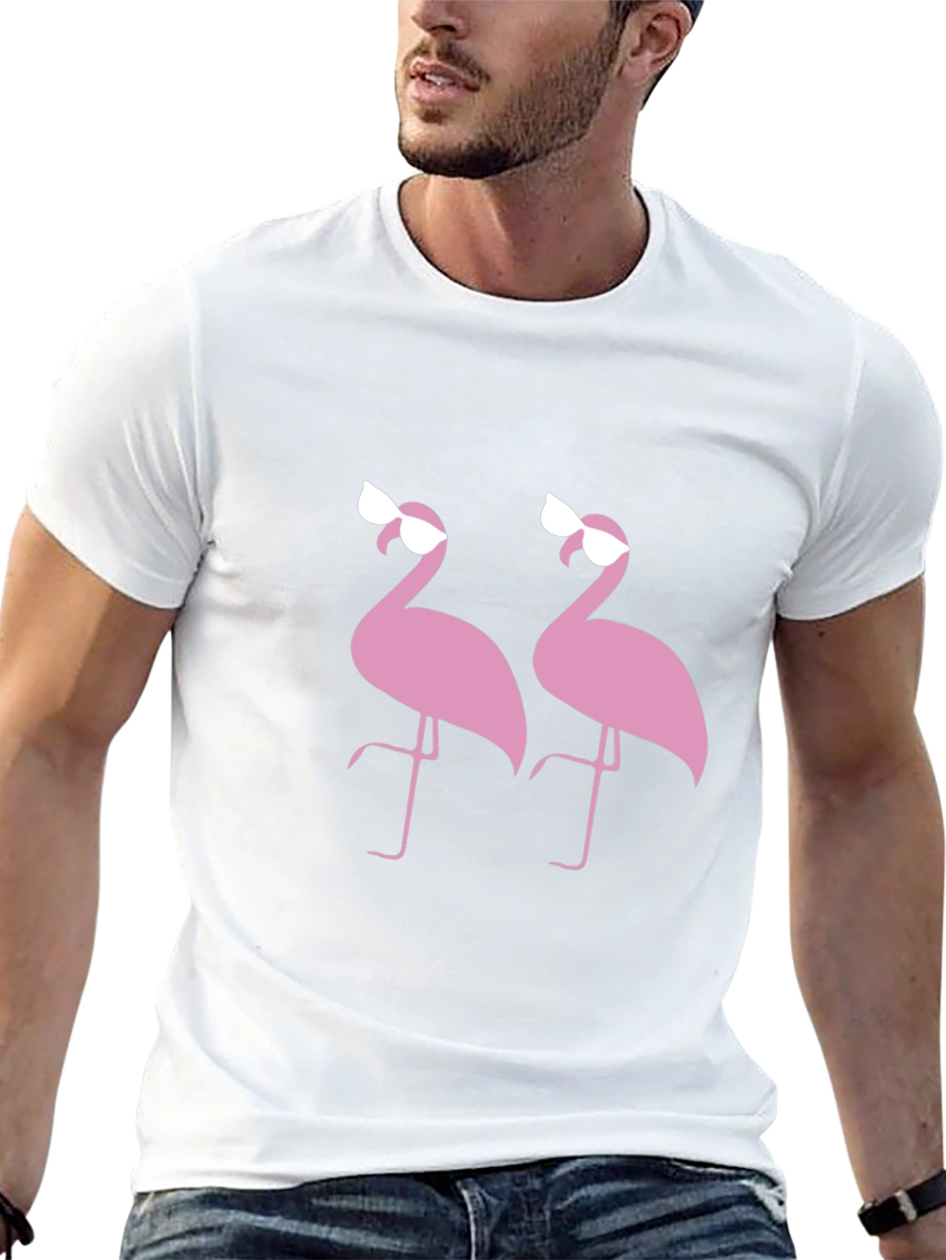 Flamingo Sunglasses Graphic Black T-Shirt
