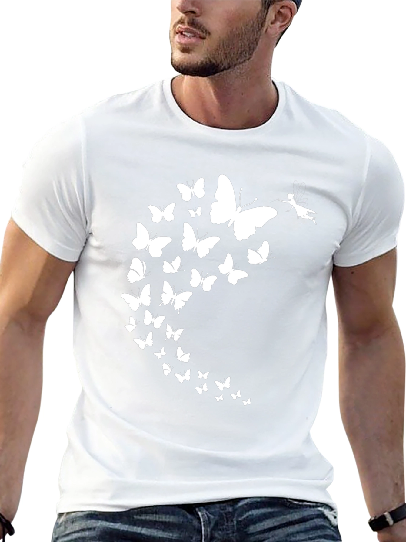 Butterfly Fairy Graphic Tee - Black Casual T-Shirt