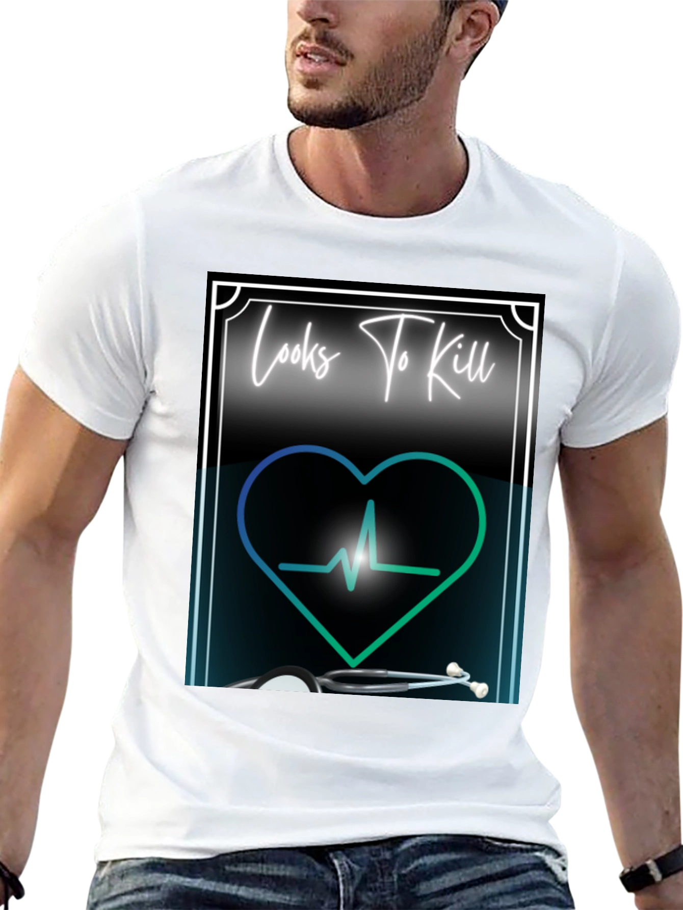 Looks to Kill T-Shirt - Medical Heartbeat Design