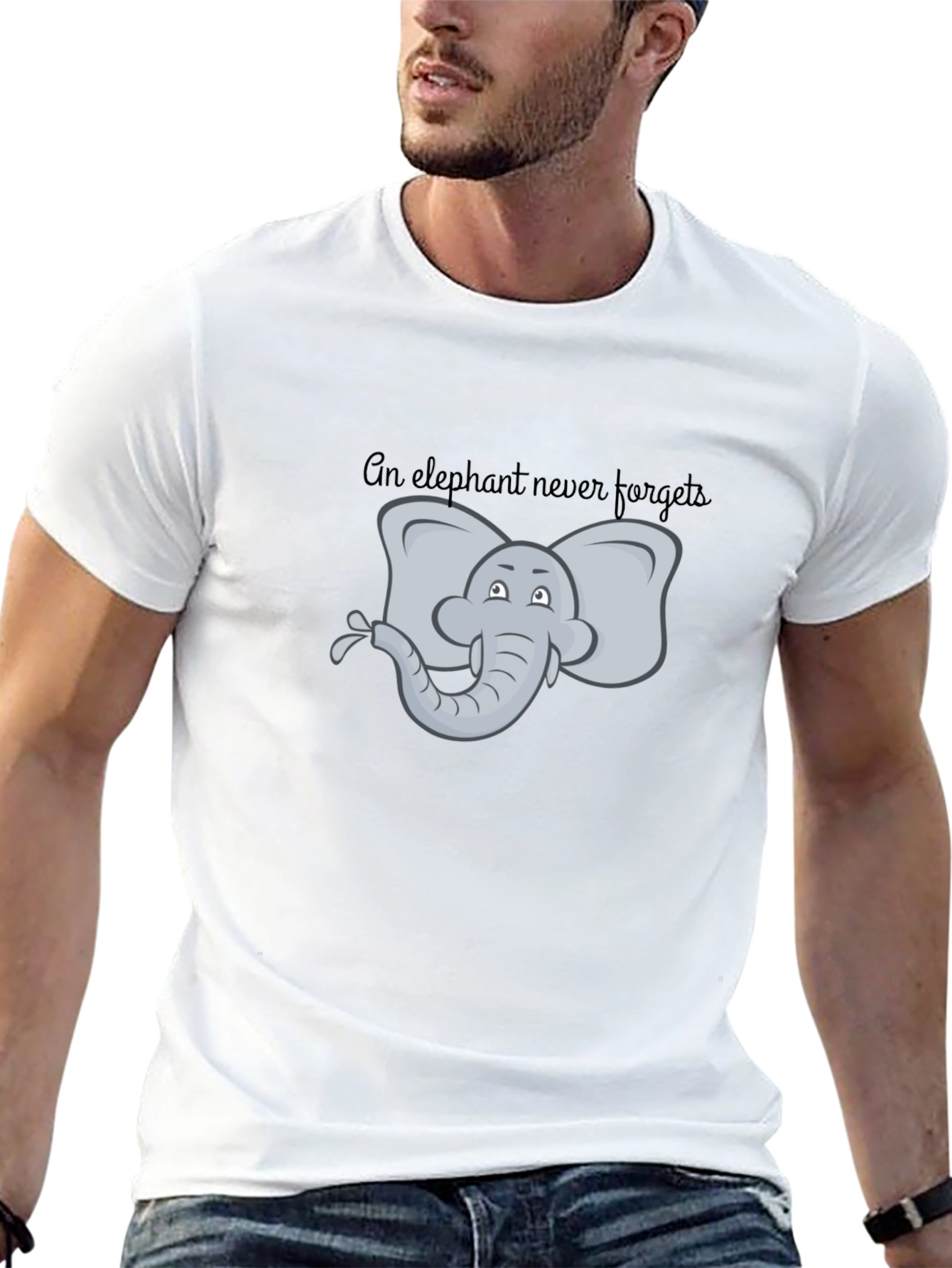 Elephant Never Forgets Graphic Tee - Black
