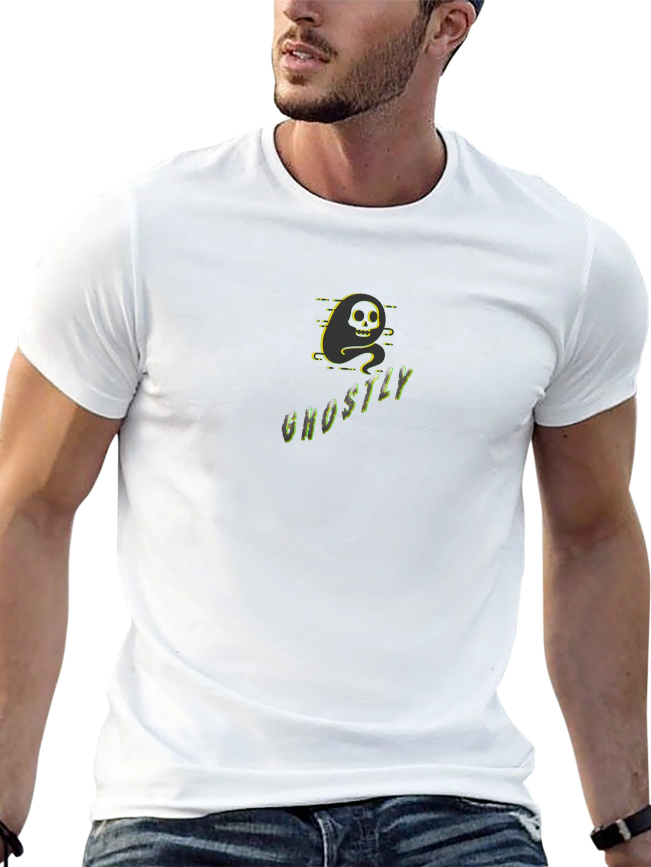 Ghostly Black Graphic Tee - Unique Spooky Style