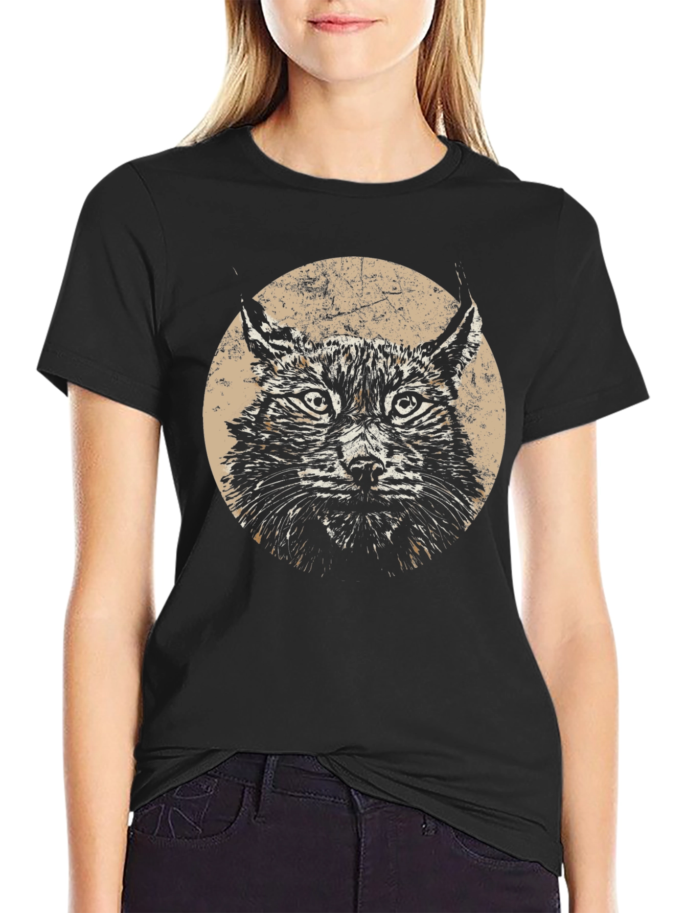 Lynx Graphic Print Black T-Shirt