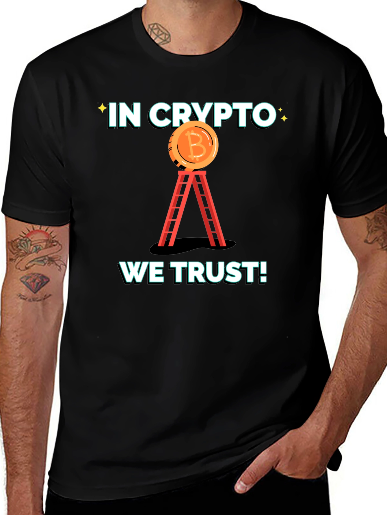 In Crypto We Trust T-Shirt - Bitcoin Ladder Design