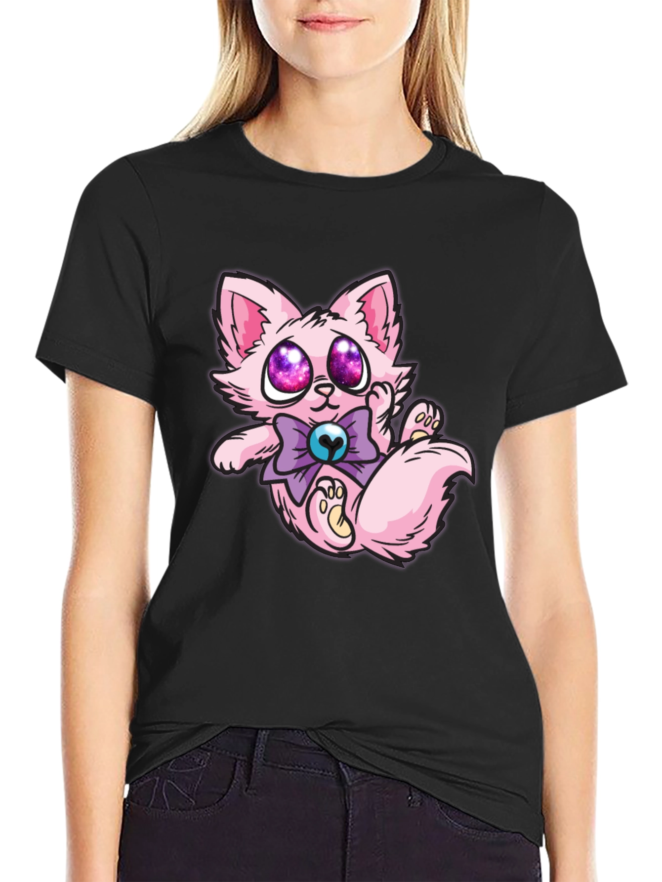 Cute Cartoon Pink Kitten T-Shirt