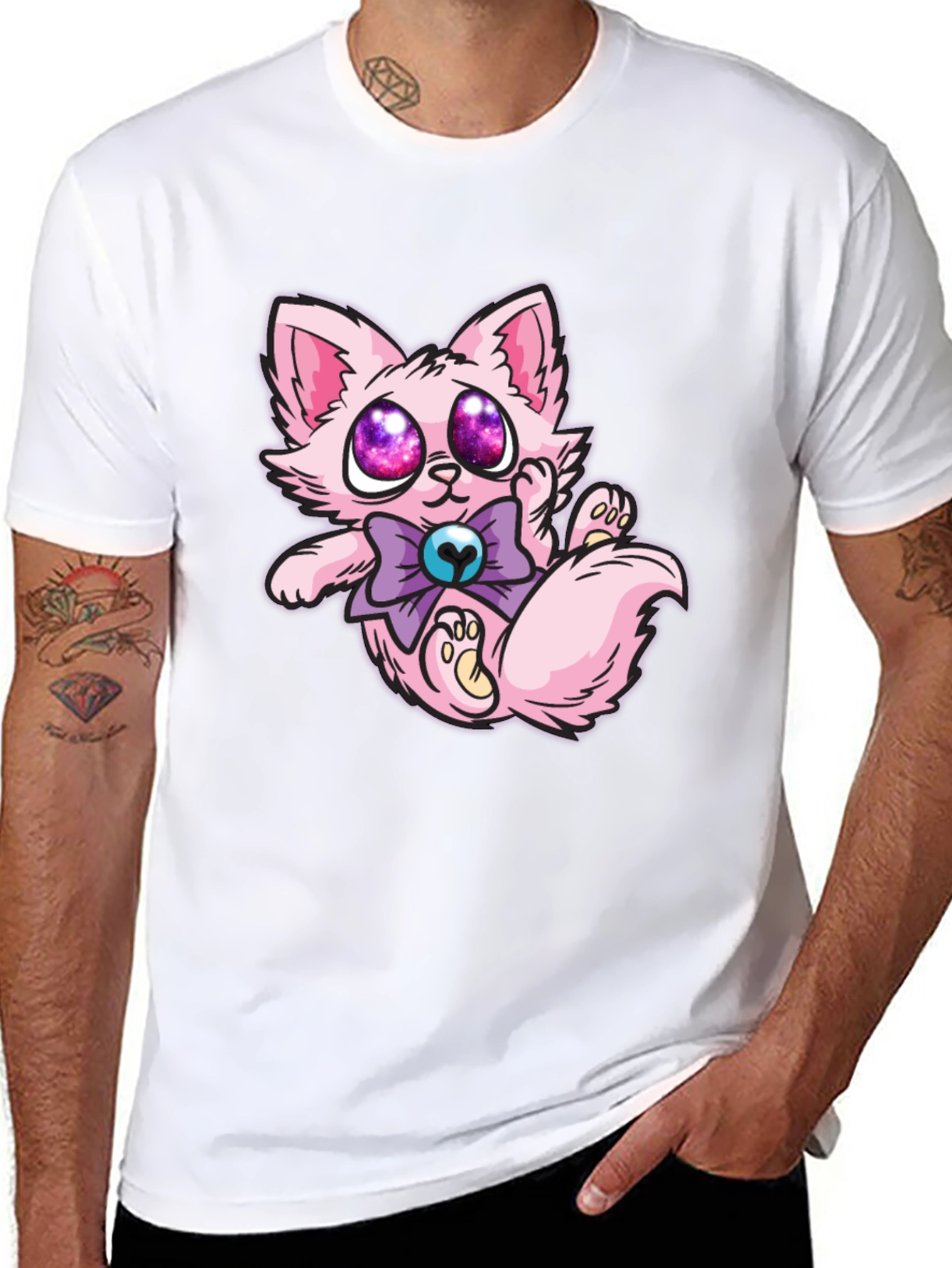 Cute Cartoon Pink Kitten T-Shirt