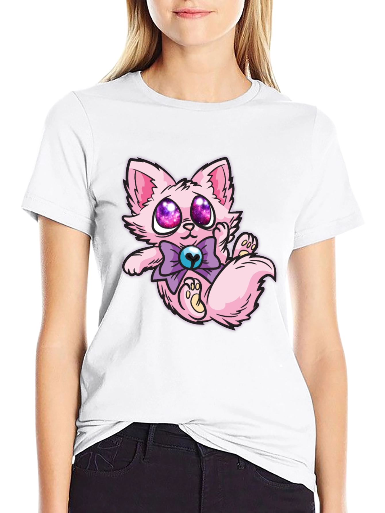 Cute Cartoon Pink Kitten T-Shirt
