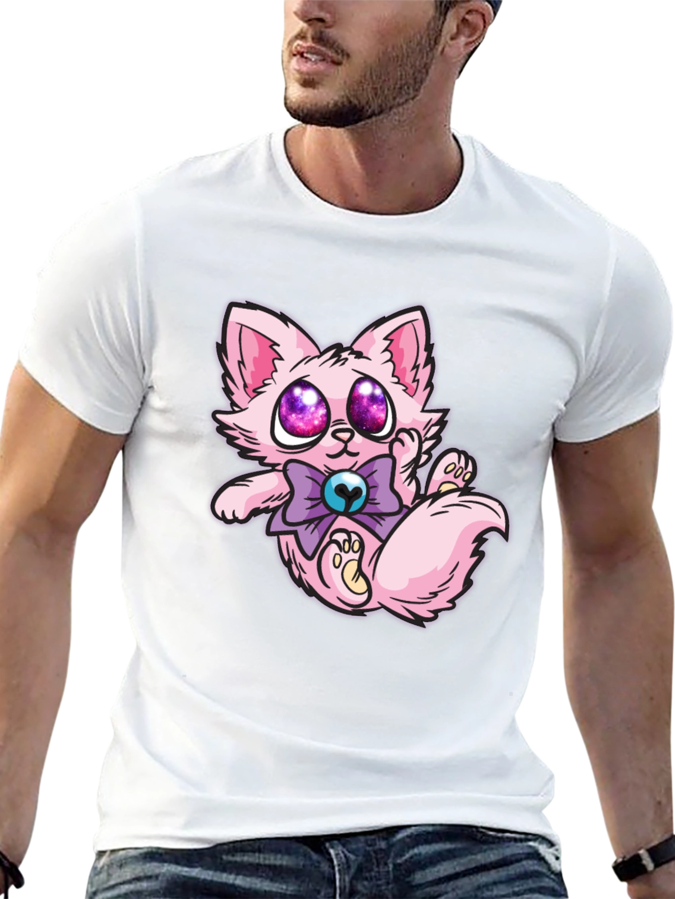 Cute Cartoon Pink Kitten T-Shirt