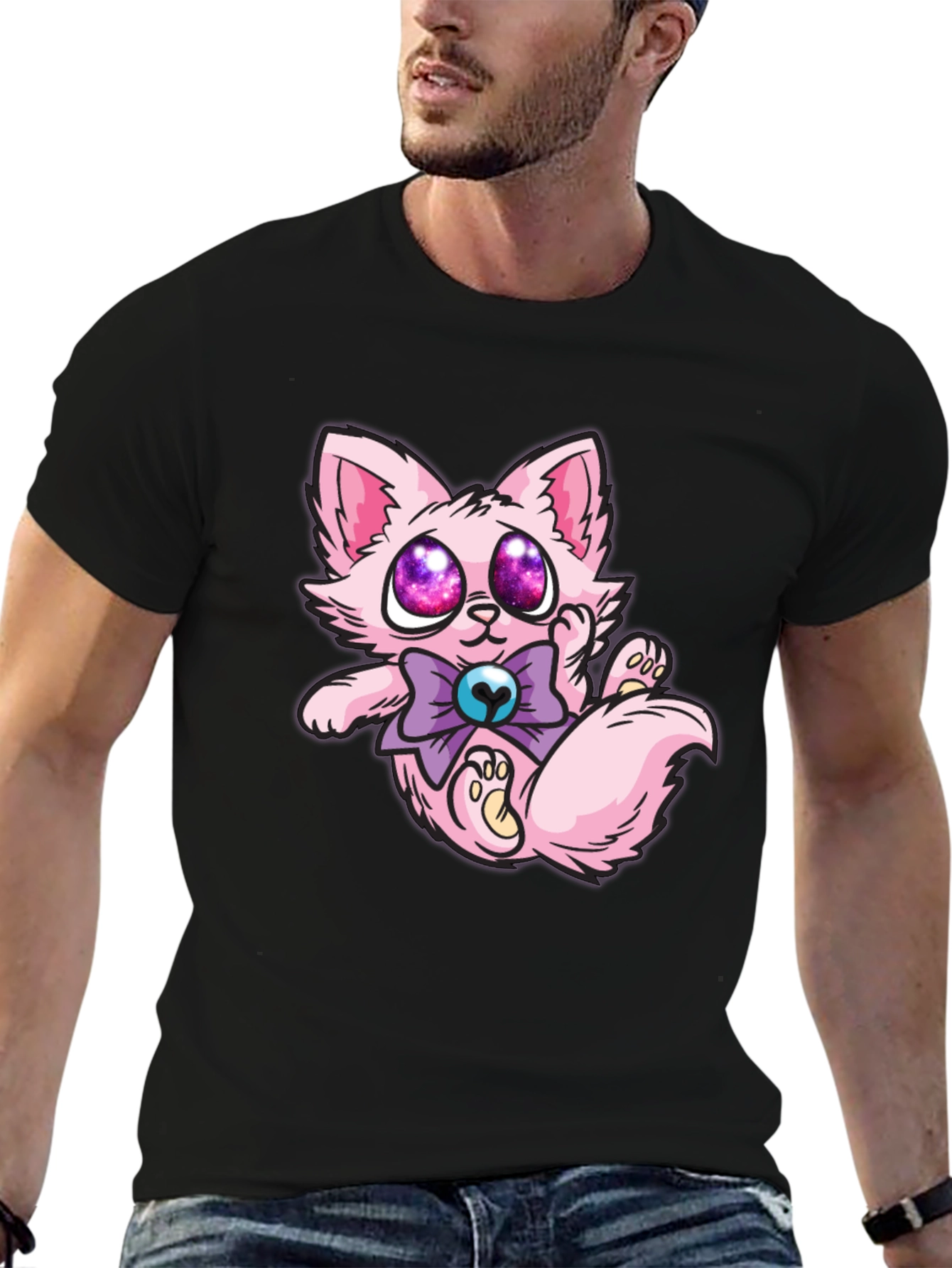 Cute Cartoon Pink Kitten T-Shirt