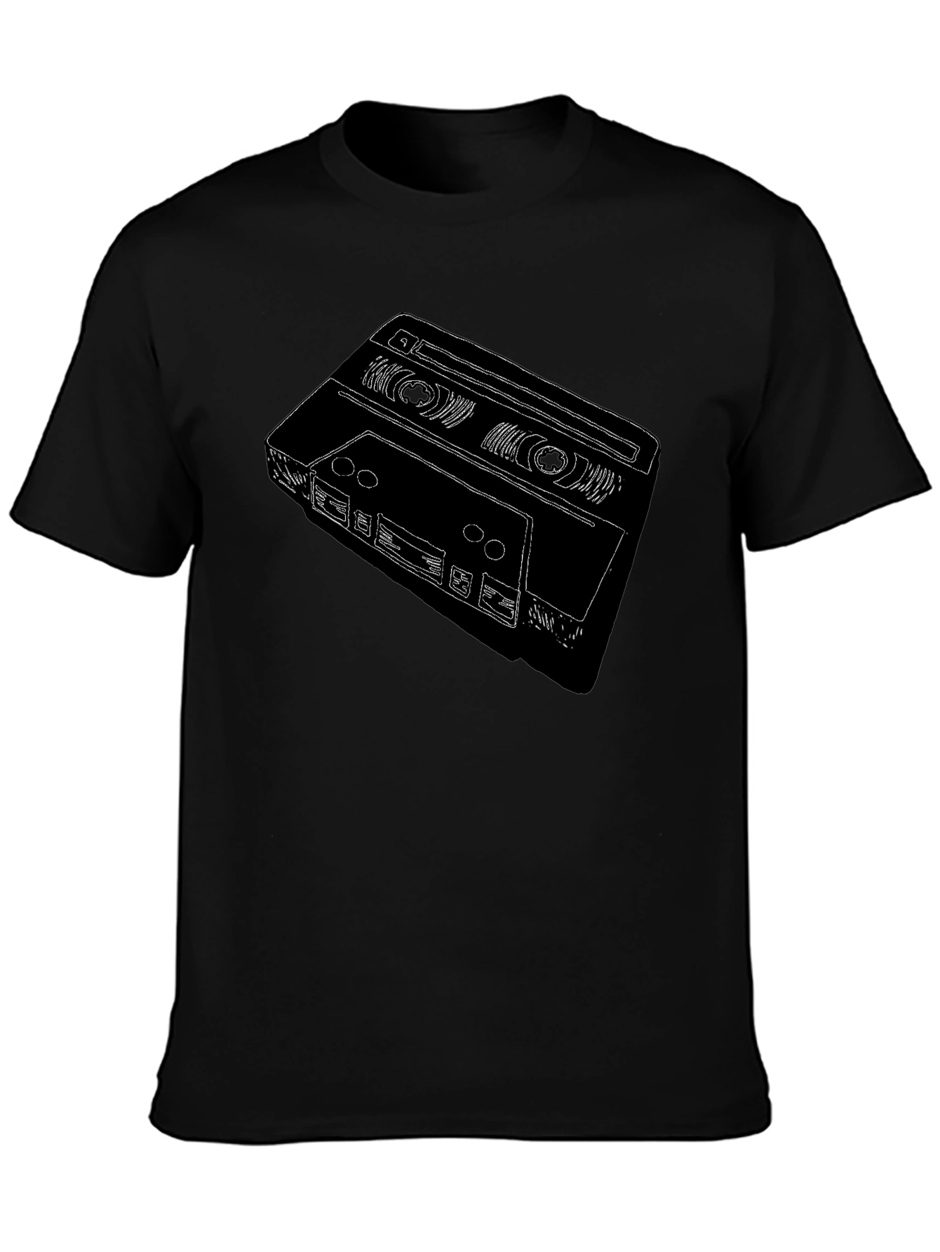 Retro Cassette Tape Graphic T-Shirt - Black