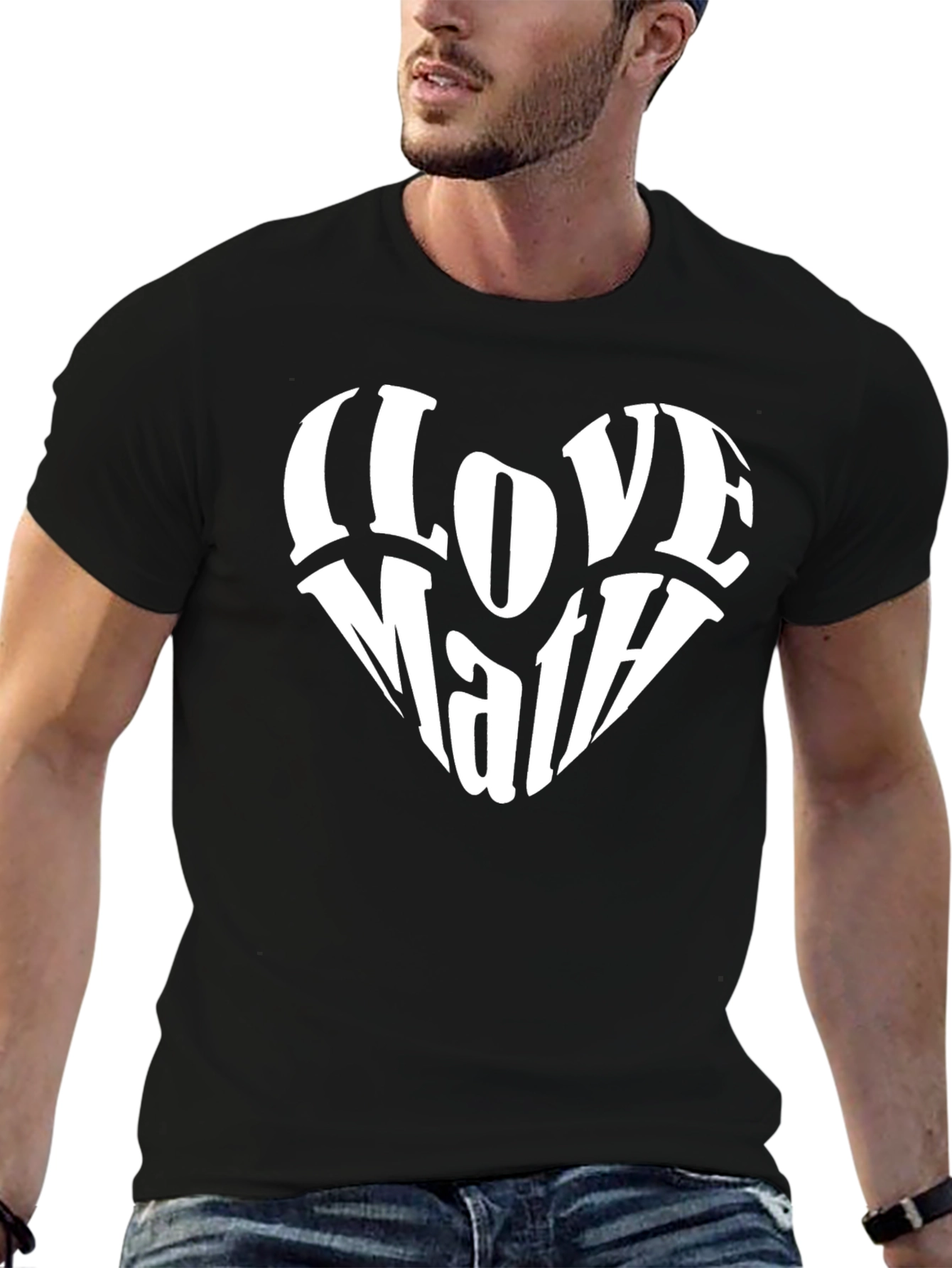 I Love Math Heart Graphic Black T-Shirt