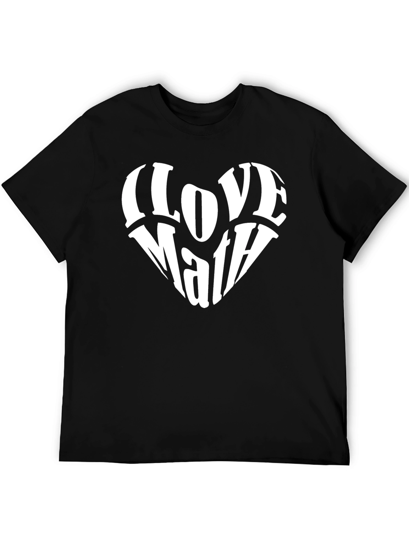 I Love Math Heart Graphic Black T-Shirt