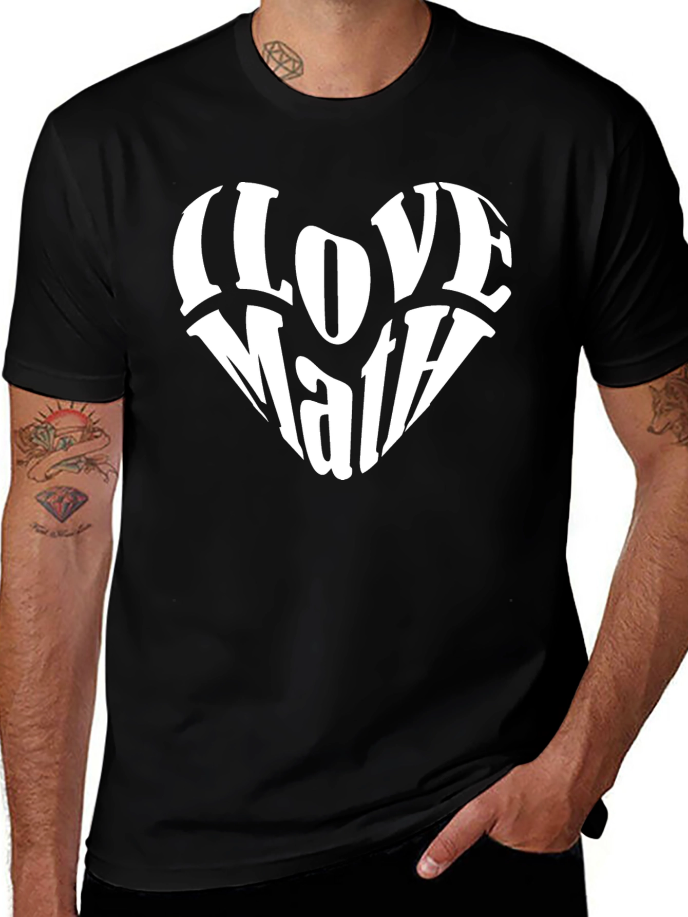 I Love Math Heart Graphic Black T-Shirt