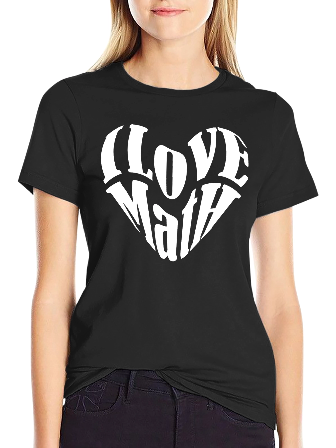 I Love Math Heart Graphic Black T-Shirt