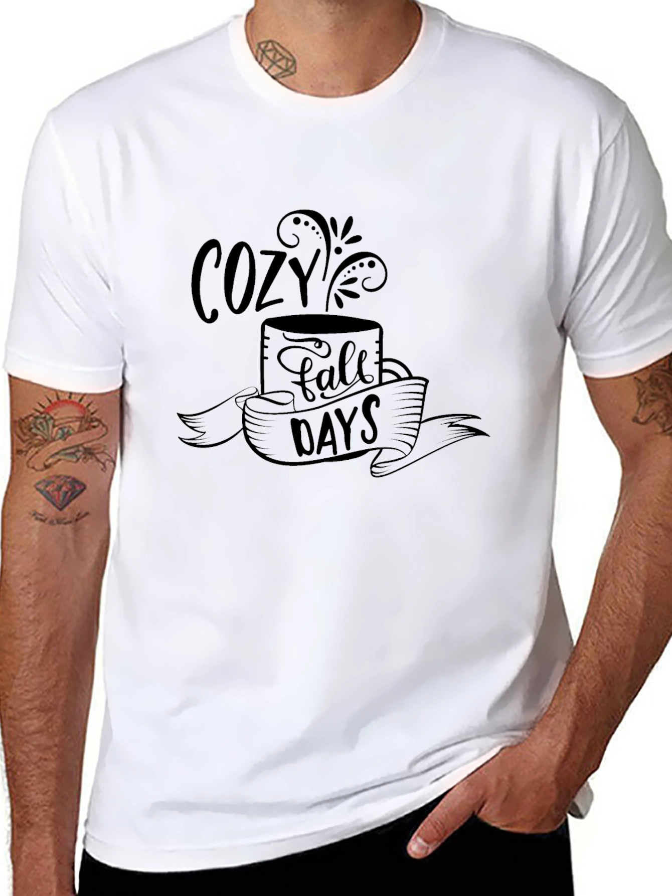 Cozy Fall Days Graphic Tee - Soft Black T-Shirt