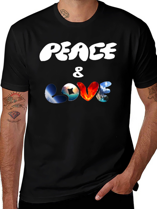 Peace & Love Graphic T-Shirt - Black