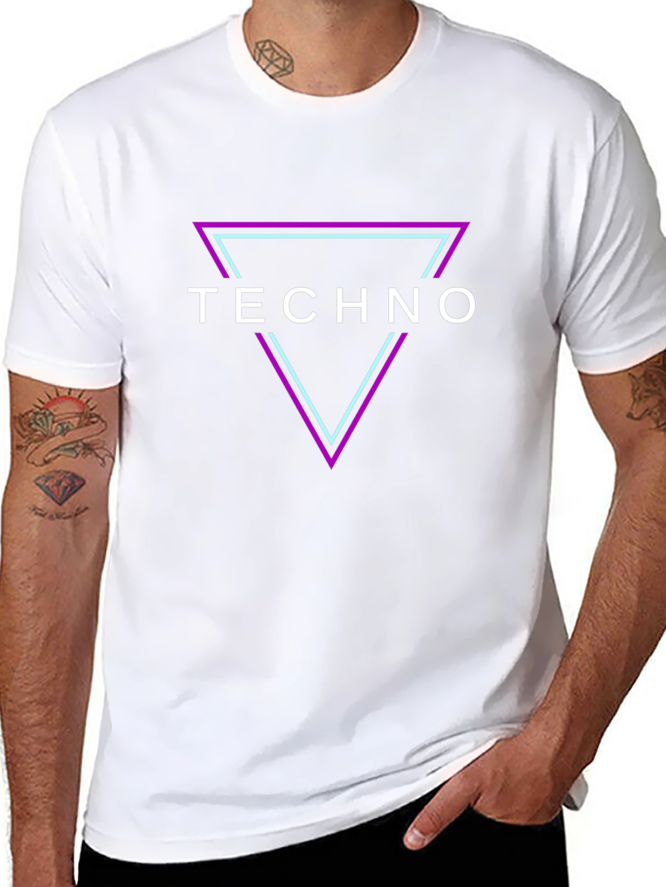 Techno Triangle Graphic T-Shirt - Black
