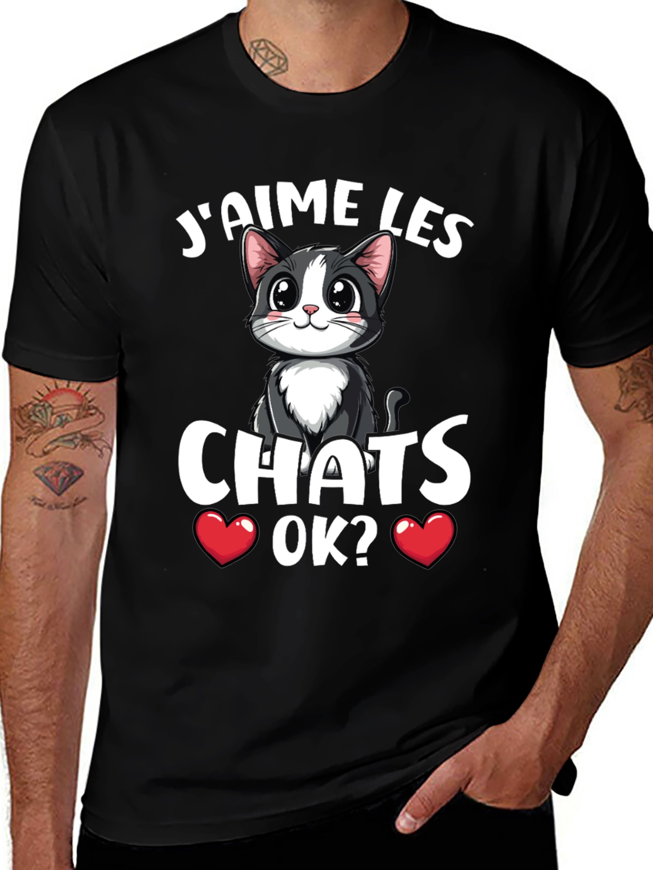 Jaime Les Chats OK? Cat Lover Graphic T-Shirt