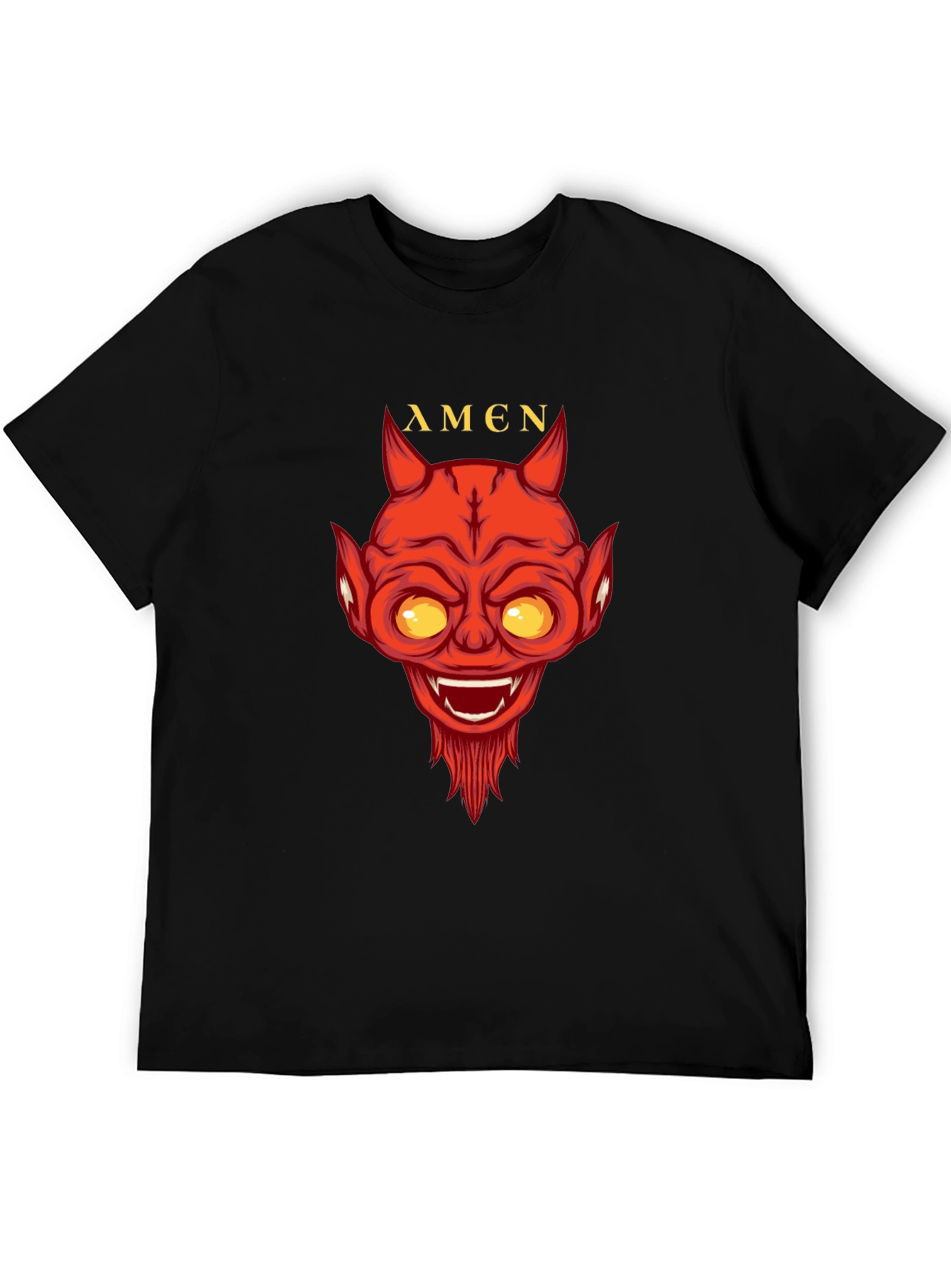 Devil Amen Graphic Print Black T-Shirt