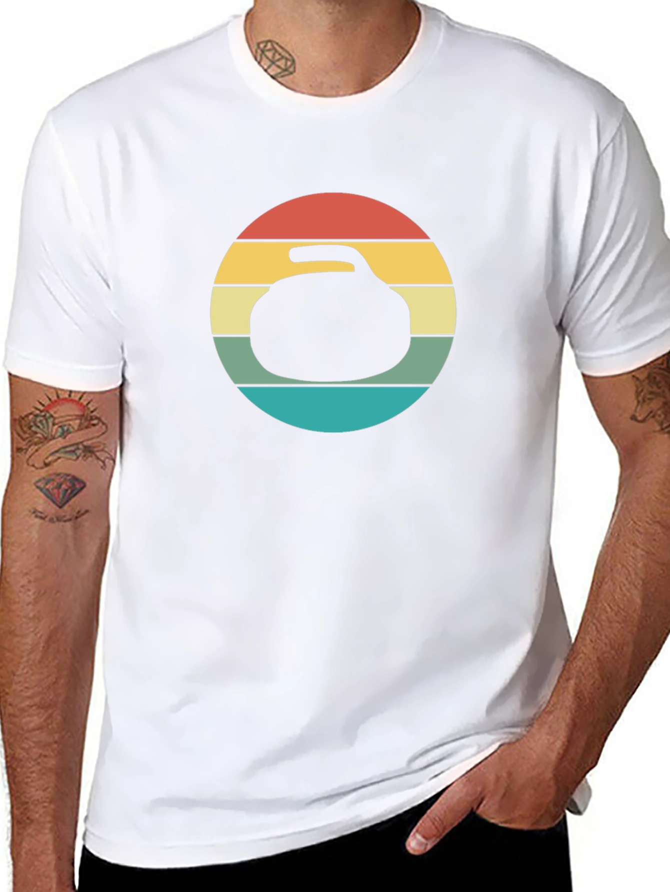 Retro Curling Stone Graphic Tee - Black T-Shirt