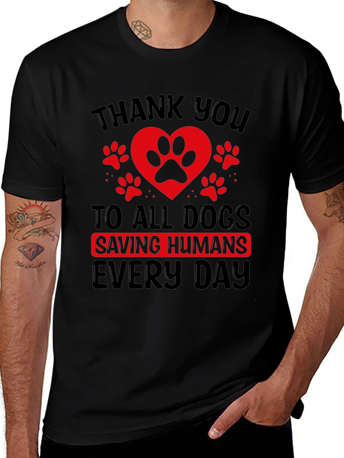 Thank You Dogs Black Tee