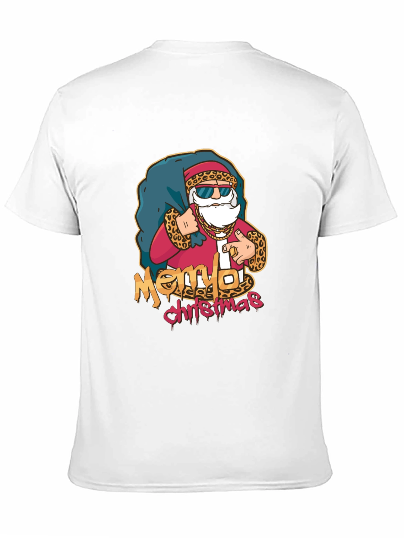 Cool Santa Merry Christmas Graphic Black T-Shirt