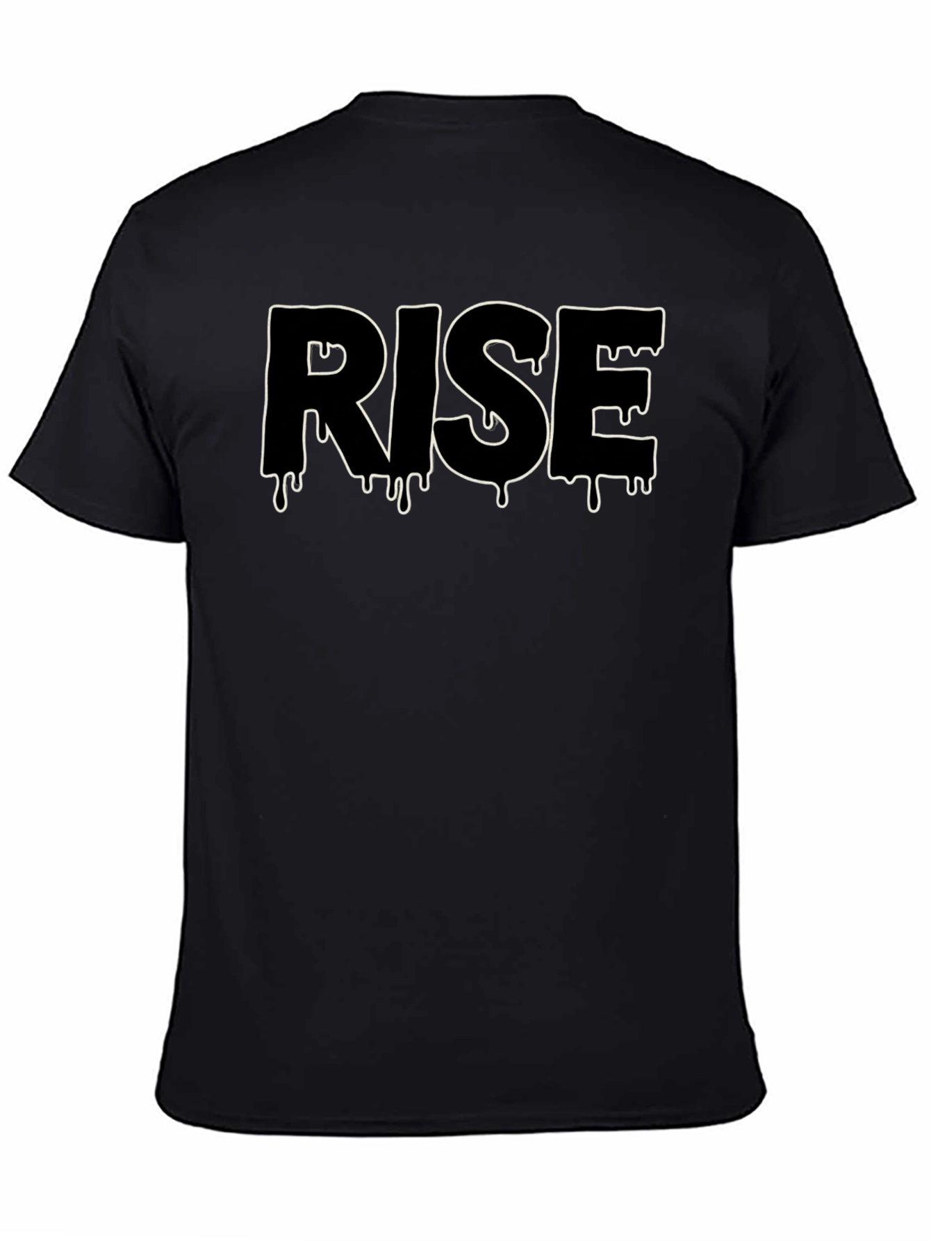 Rise Black Graphic Tee - Dripping Letter Design