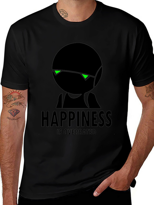 Happiness Is Overrated Graphic Black T-Shirt