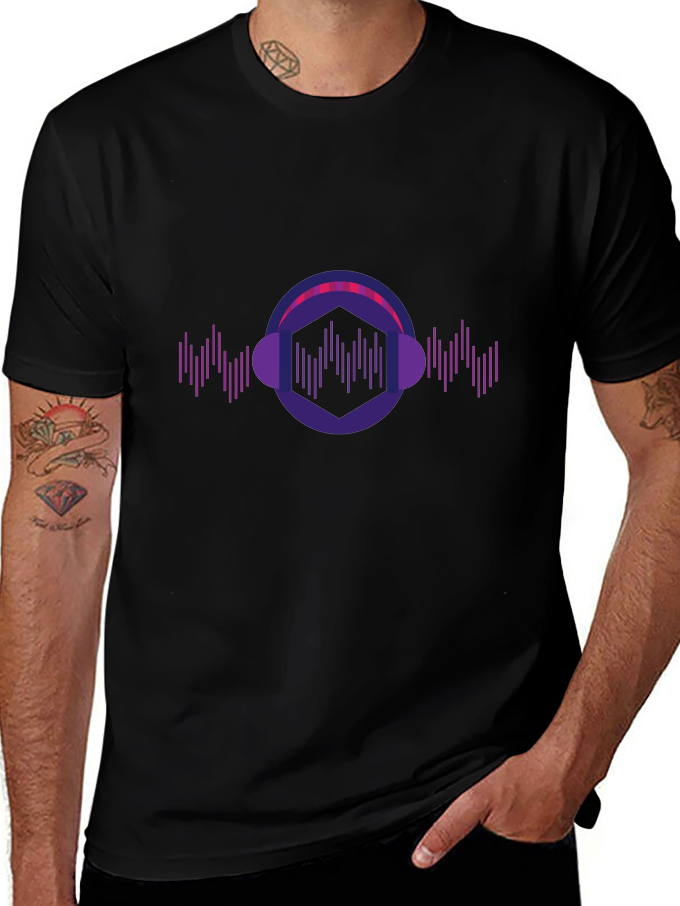 Geometric Headphone Music T-Shirt