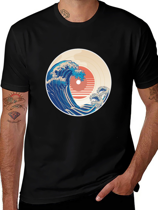 Retro Wave Record T-Shirt - Stylish Graphic Tee