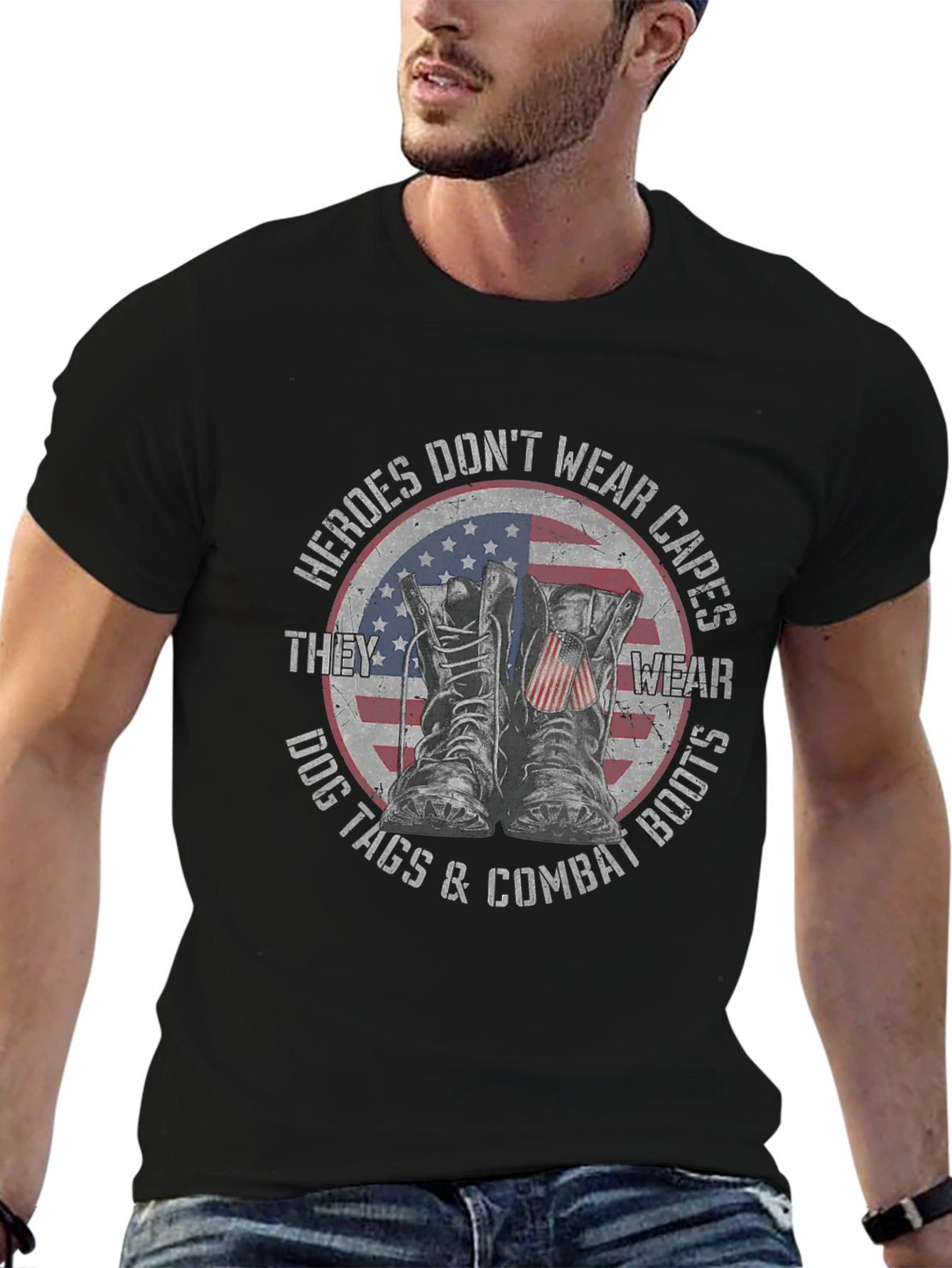 Heroes Dont Wear Capes Patriotic T-Shirt