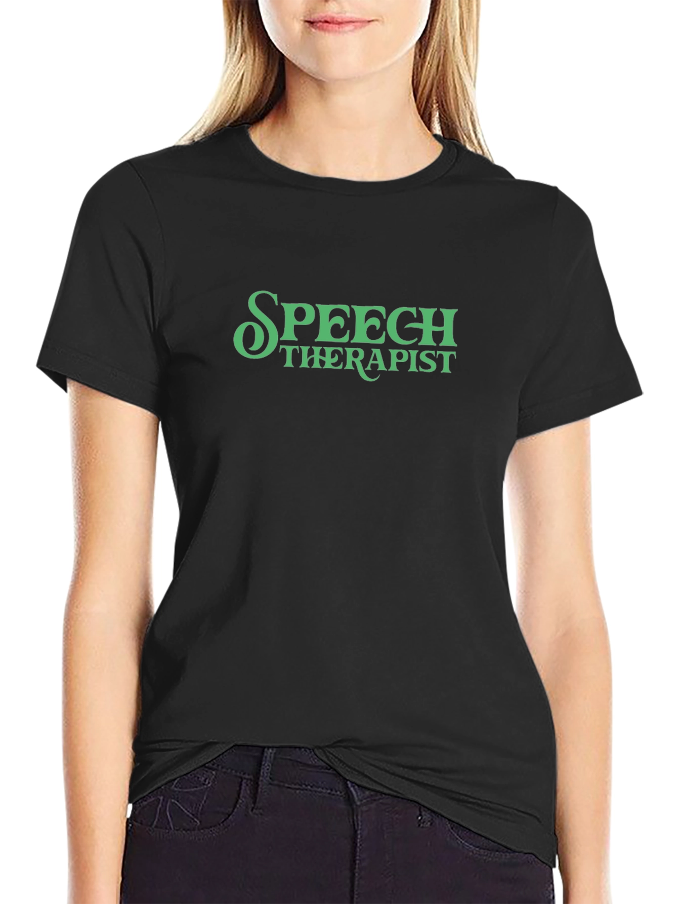 Speech Therapist Tee - Green Text Graphic T-Shirt